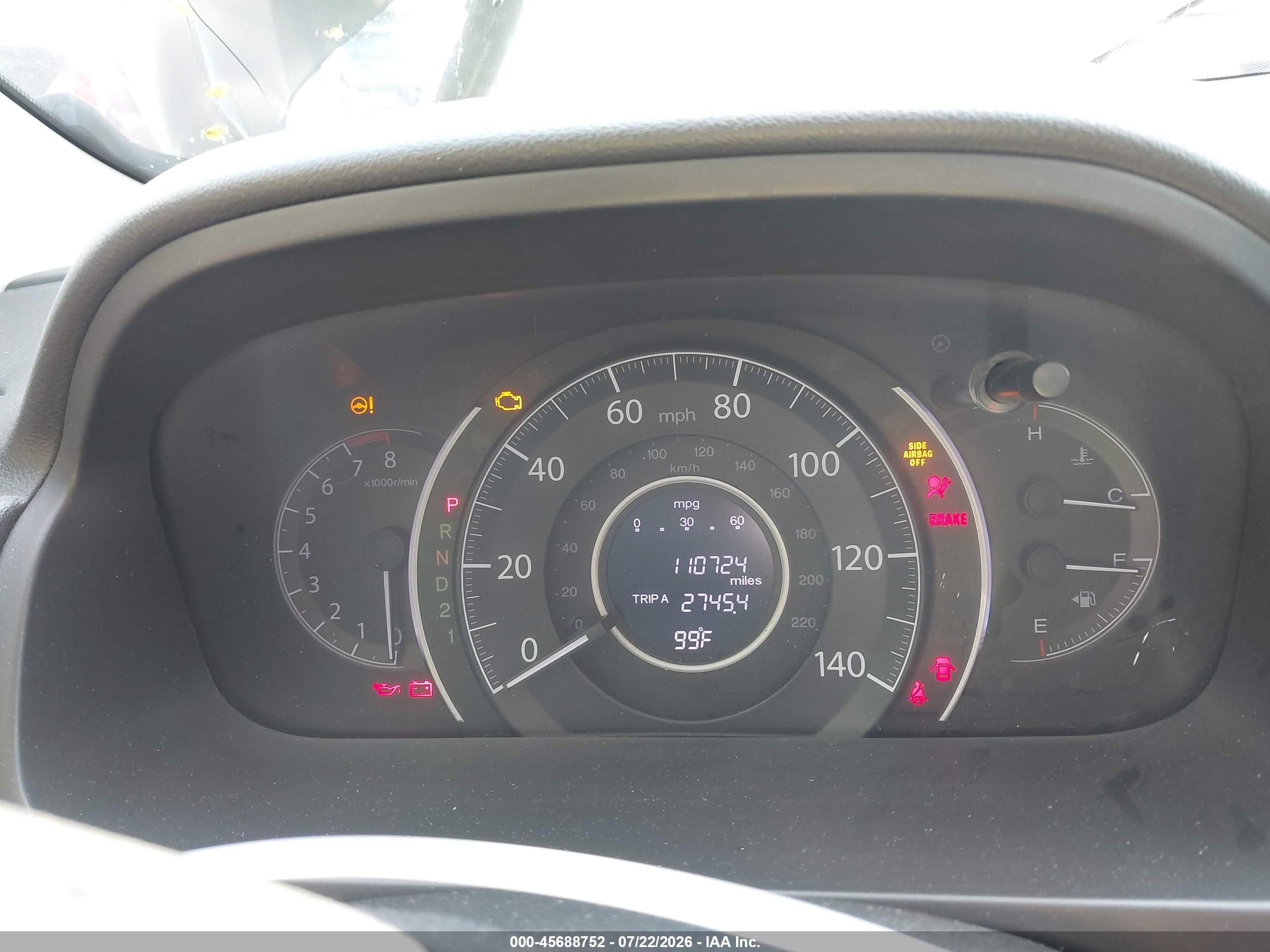 2012 Honda Cr-v Lx Серый vin: 2HKRM3H37CH505648