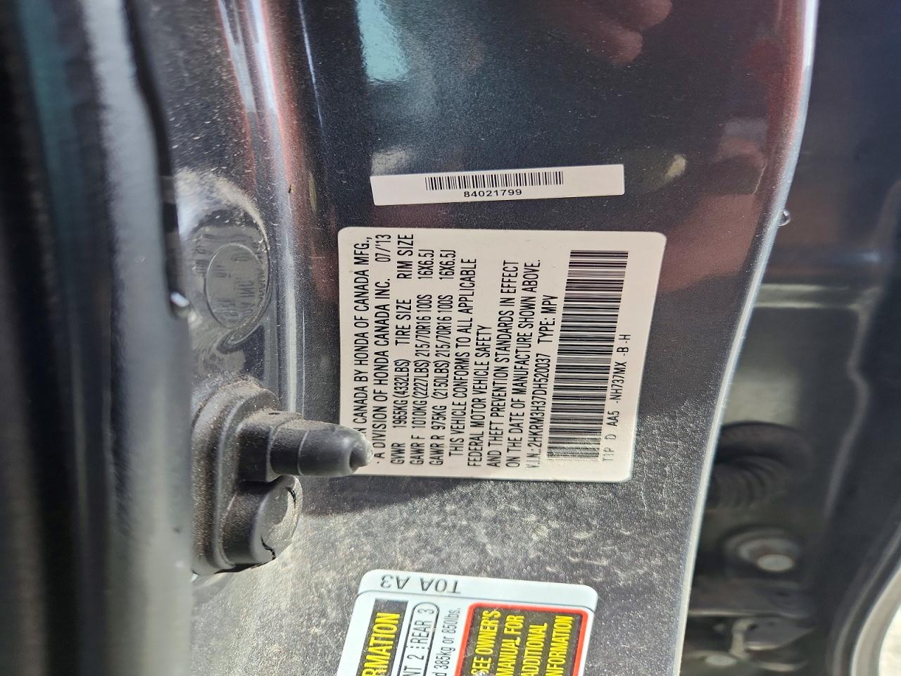 2013 Honda Cr-v Lx Gray vin: 2HKRM3H37DH520037