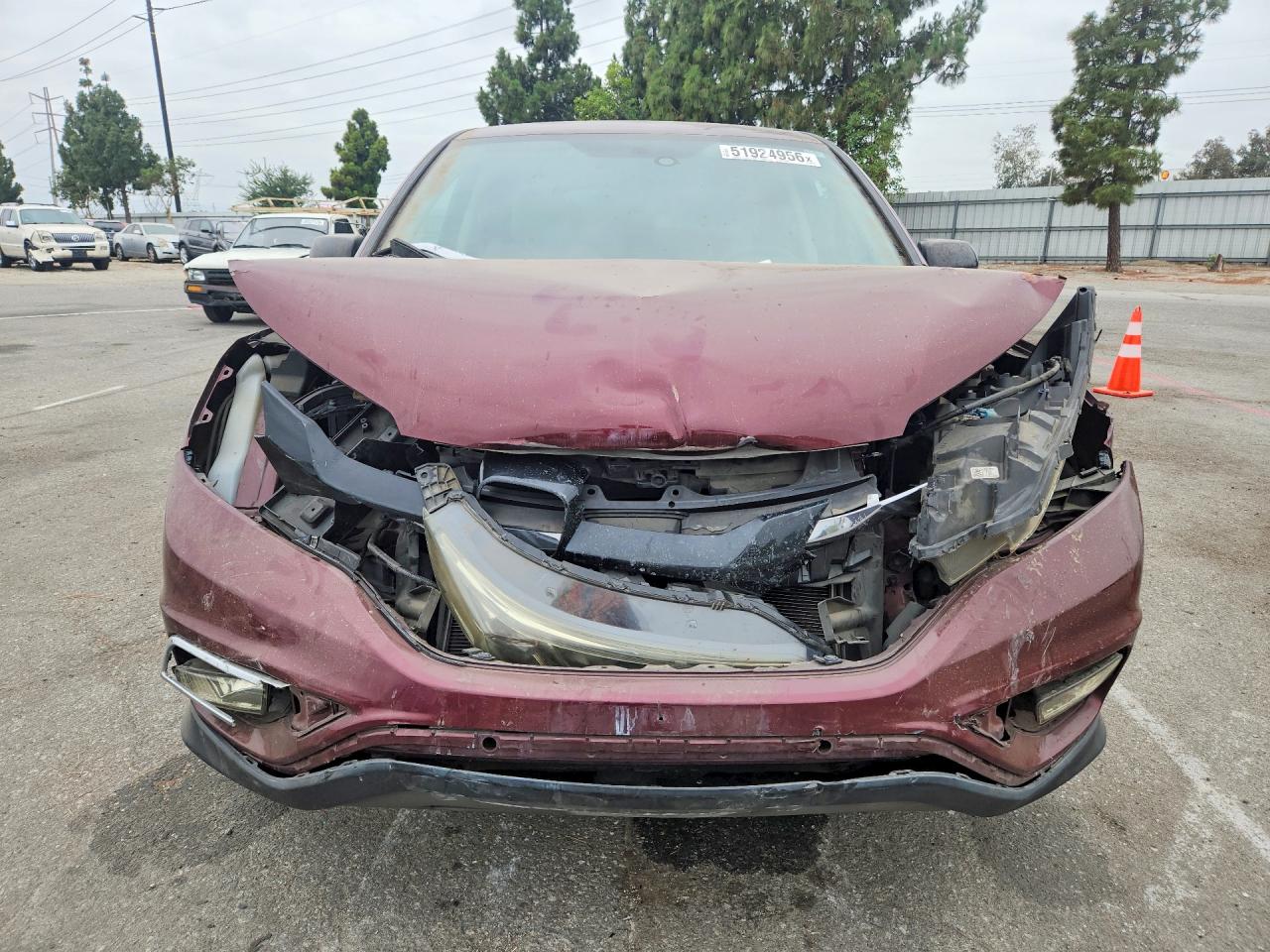 2015 Honda Cr-v Lx Burgundy vin: 2HKRM3H37FH519666