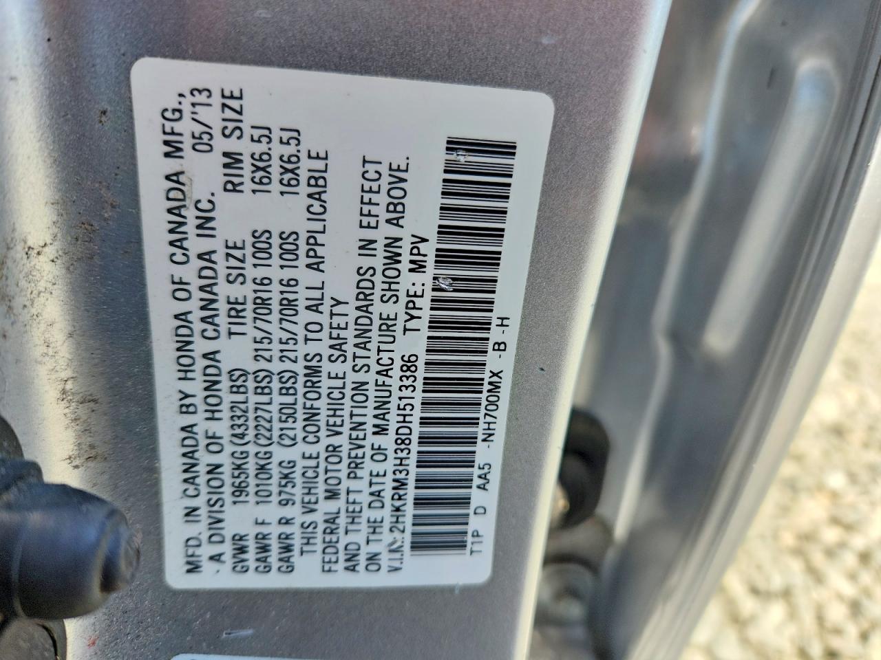 2013 Honda Cr-v Lx Серебряный vin: 2HKRM3H38DH513386