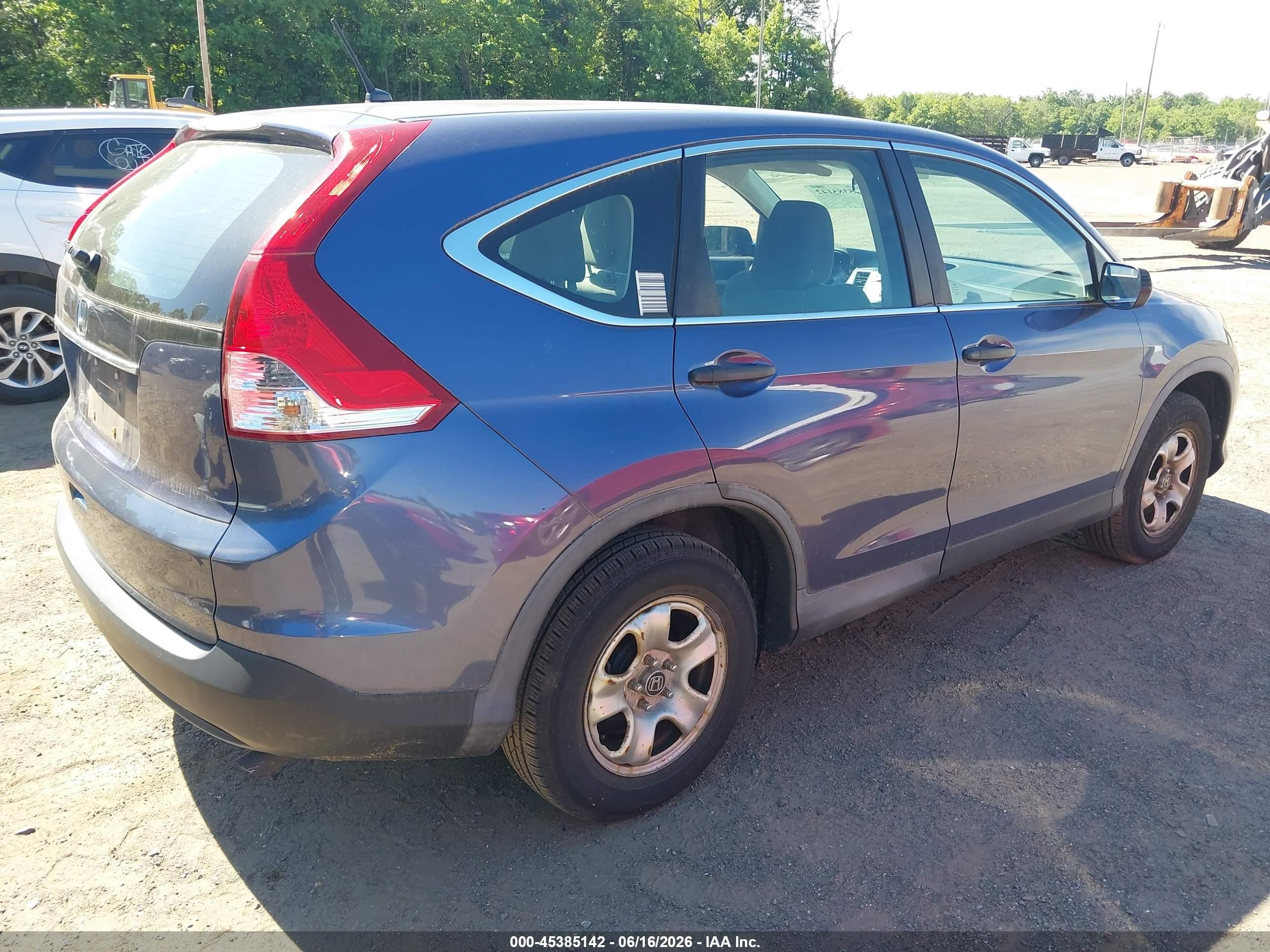 2013 Honda Cr-v Lx Blue vin: 2HKRM3H38DH519995