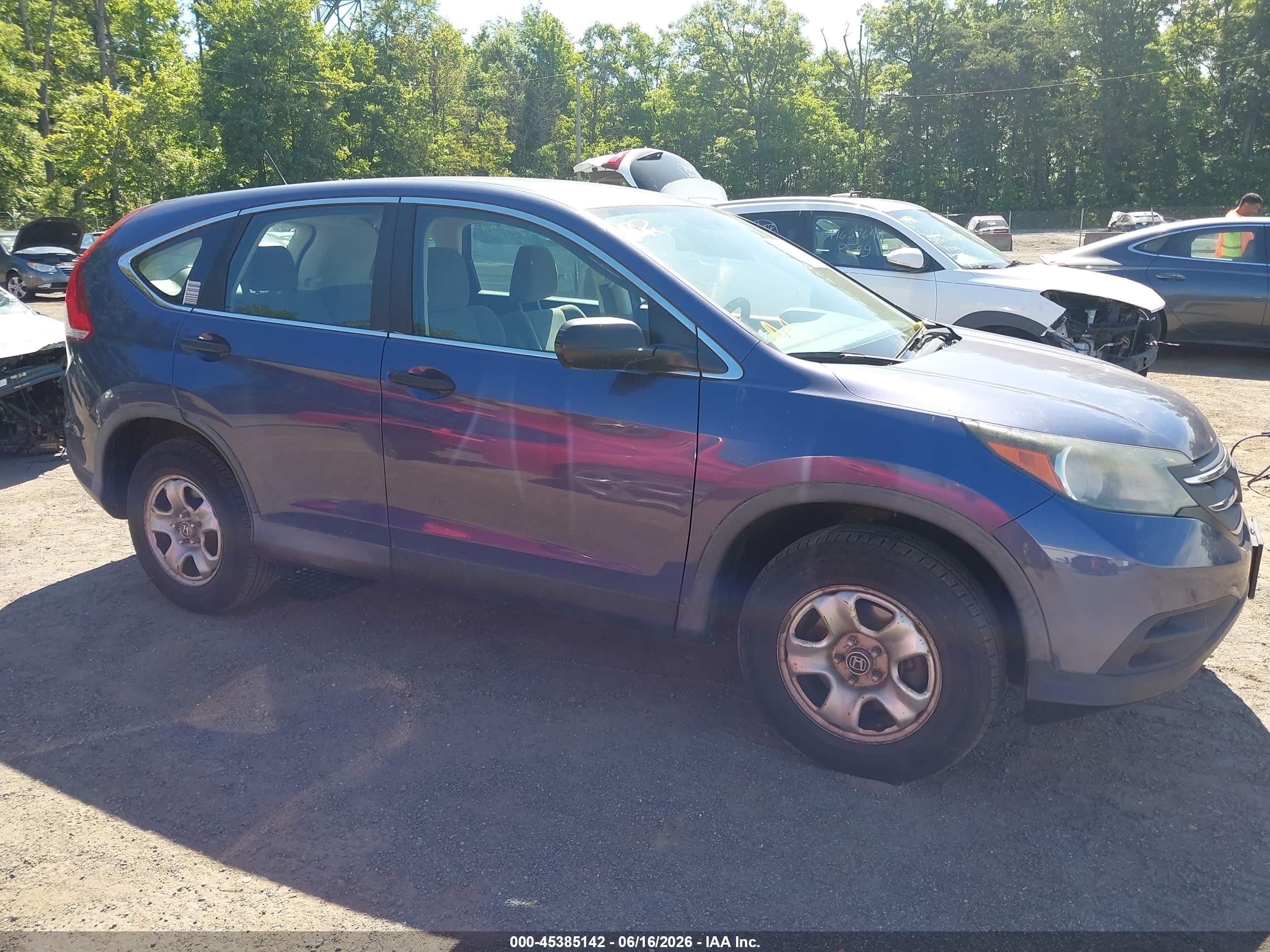 2013 Honda Cr-v Lx Blue vin: 2HKRM3H38DH519995