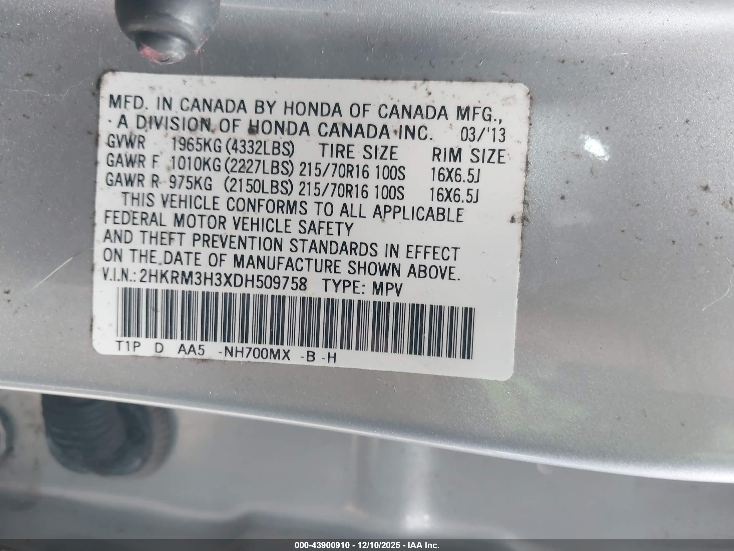 2013 Honda Cr-v Lx Серебряный vin: 2HKRM3H3XDH509758