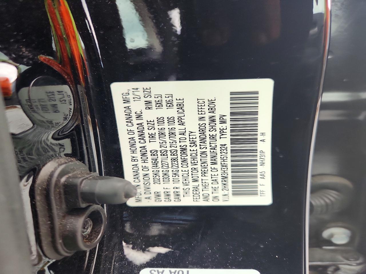 2015 Honda Cr-v Lx Черный vin: 2HKRM3H3XFH512324