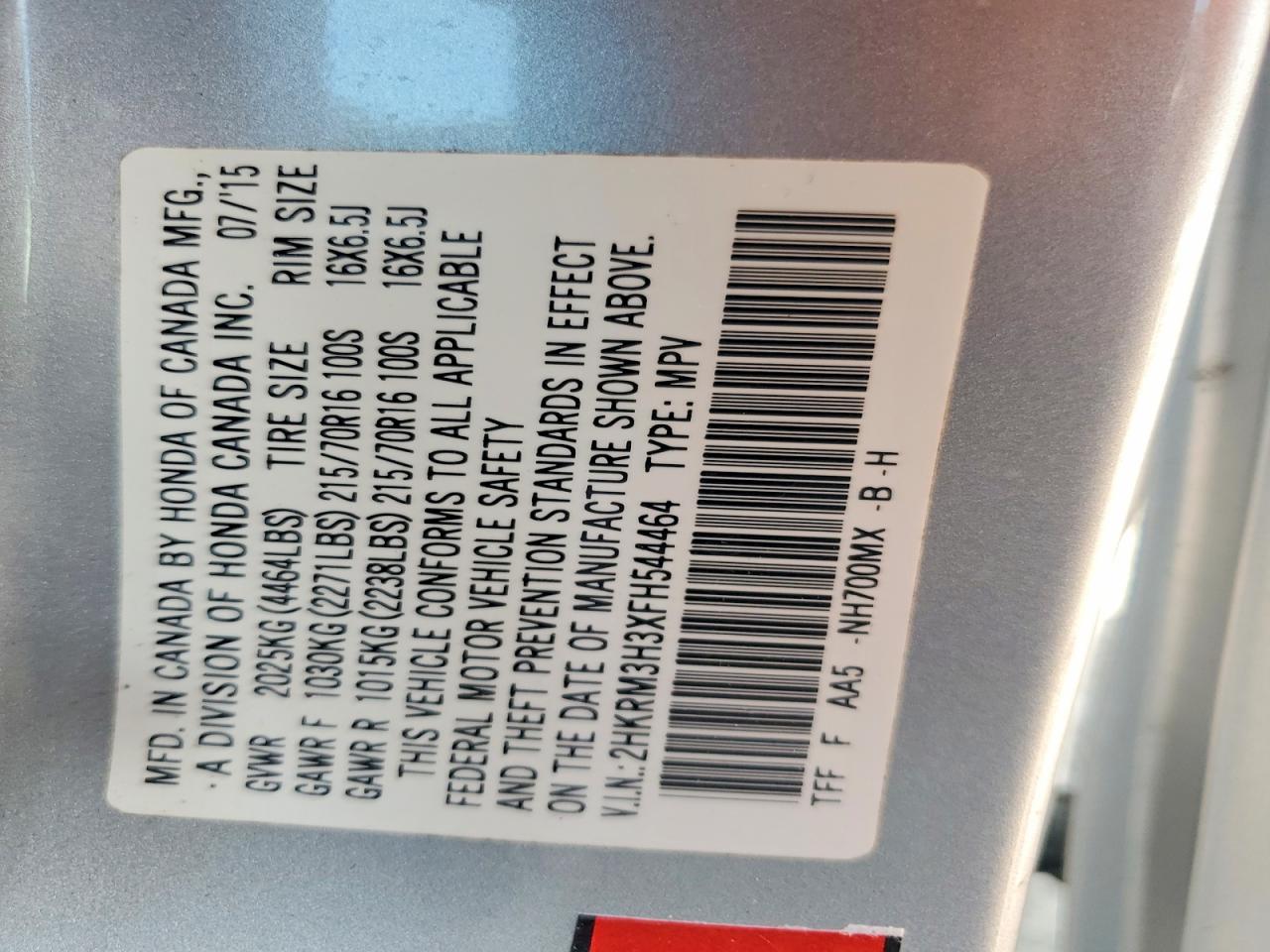 2015 Honda Cr-v Lx Silver vin: 2HKRM3H3XFH544464
