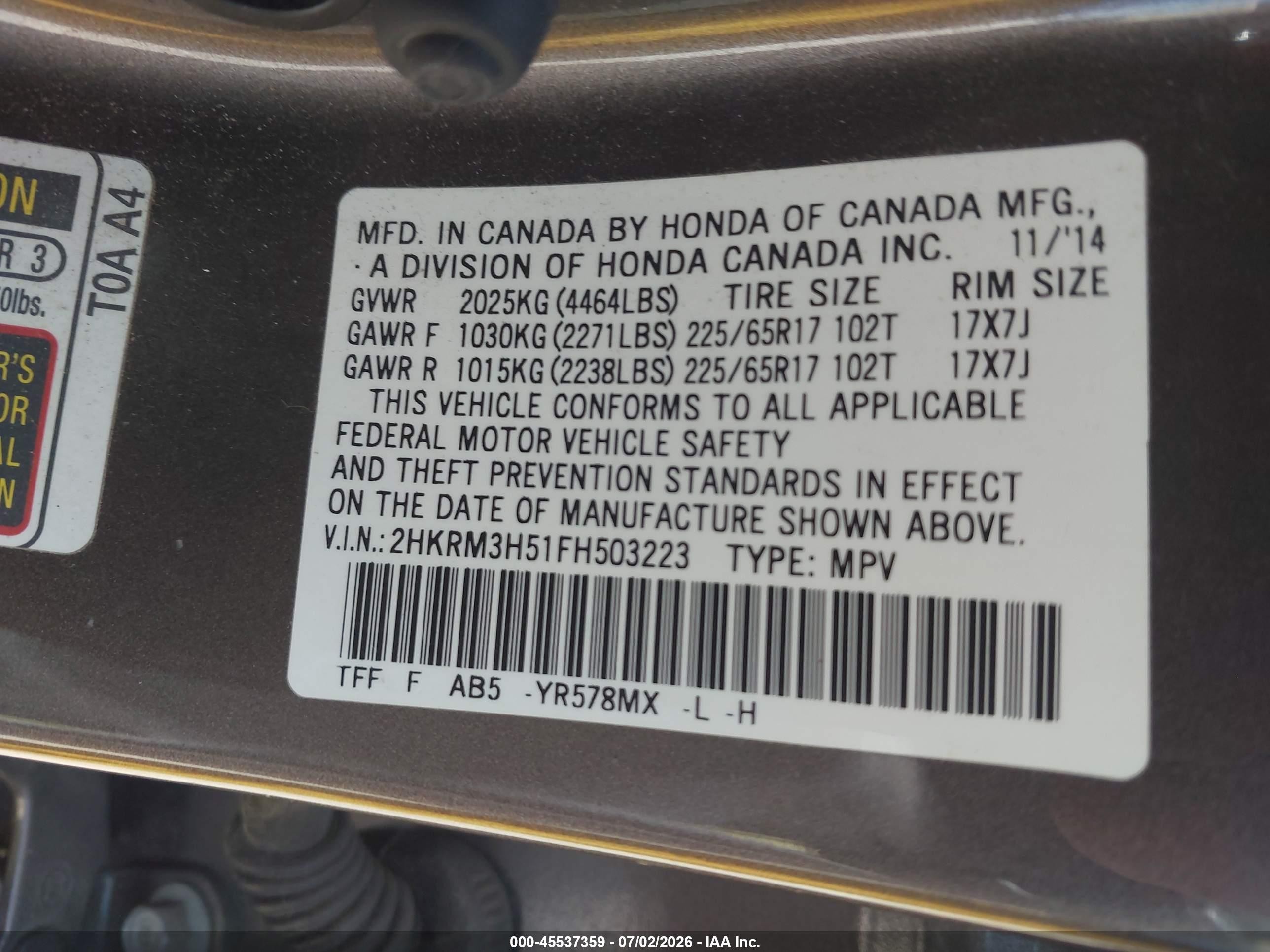 2015 Honda Cr-v Ex Brown vin: 2HKRM3H51FH503223