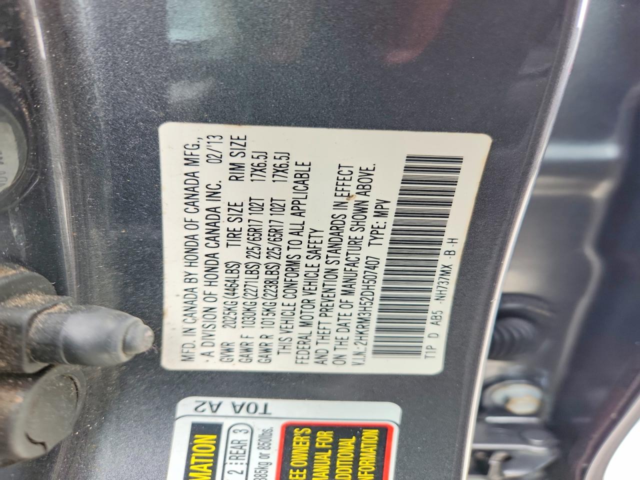 2013 Honda Cr-v Ex Gray vin: 2HKRM3H52DH507407