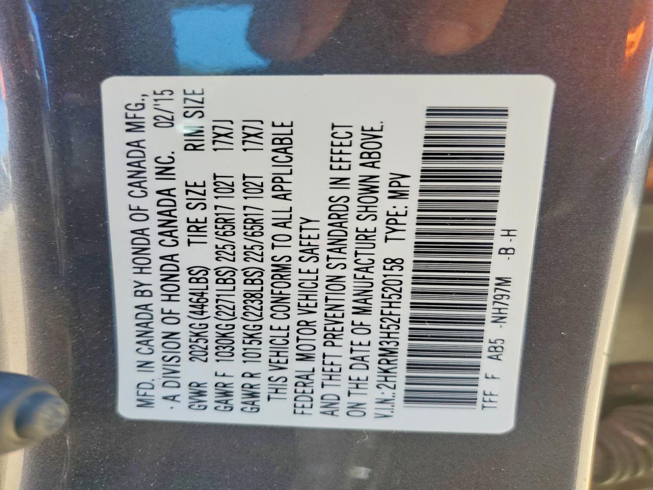 2015 Honda Cr-v Ex Gray vin: 2HKRM3H52FH520158