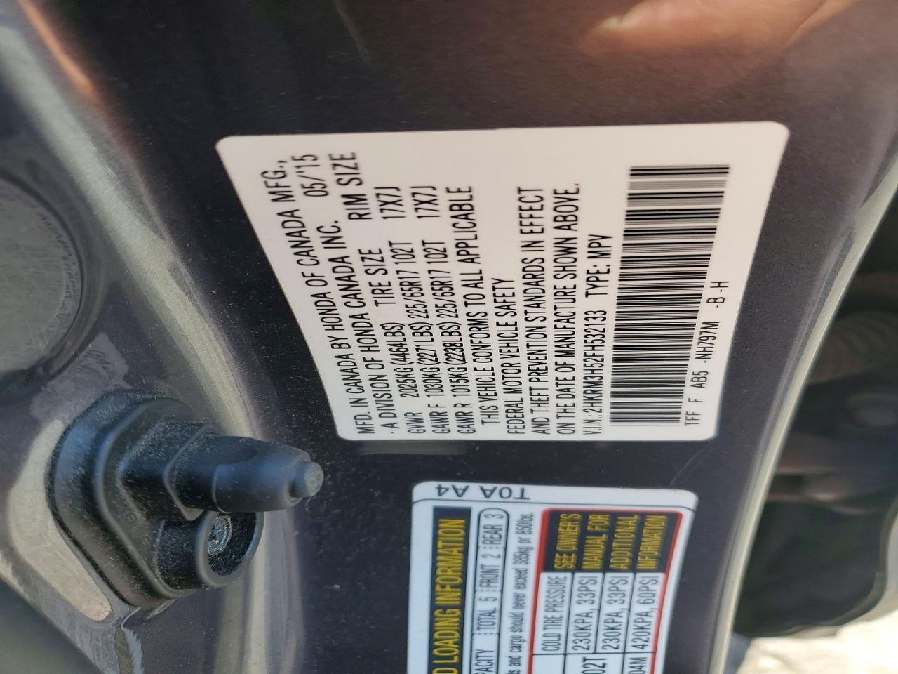 2015 Honda Cr-v Ex Gray vin: 2HKRM3H52FH532133