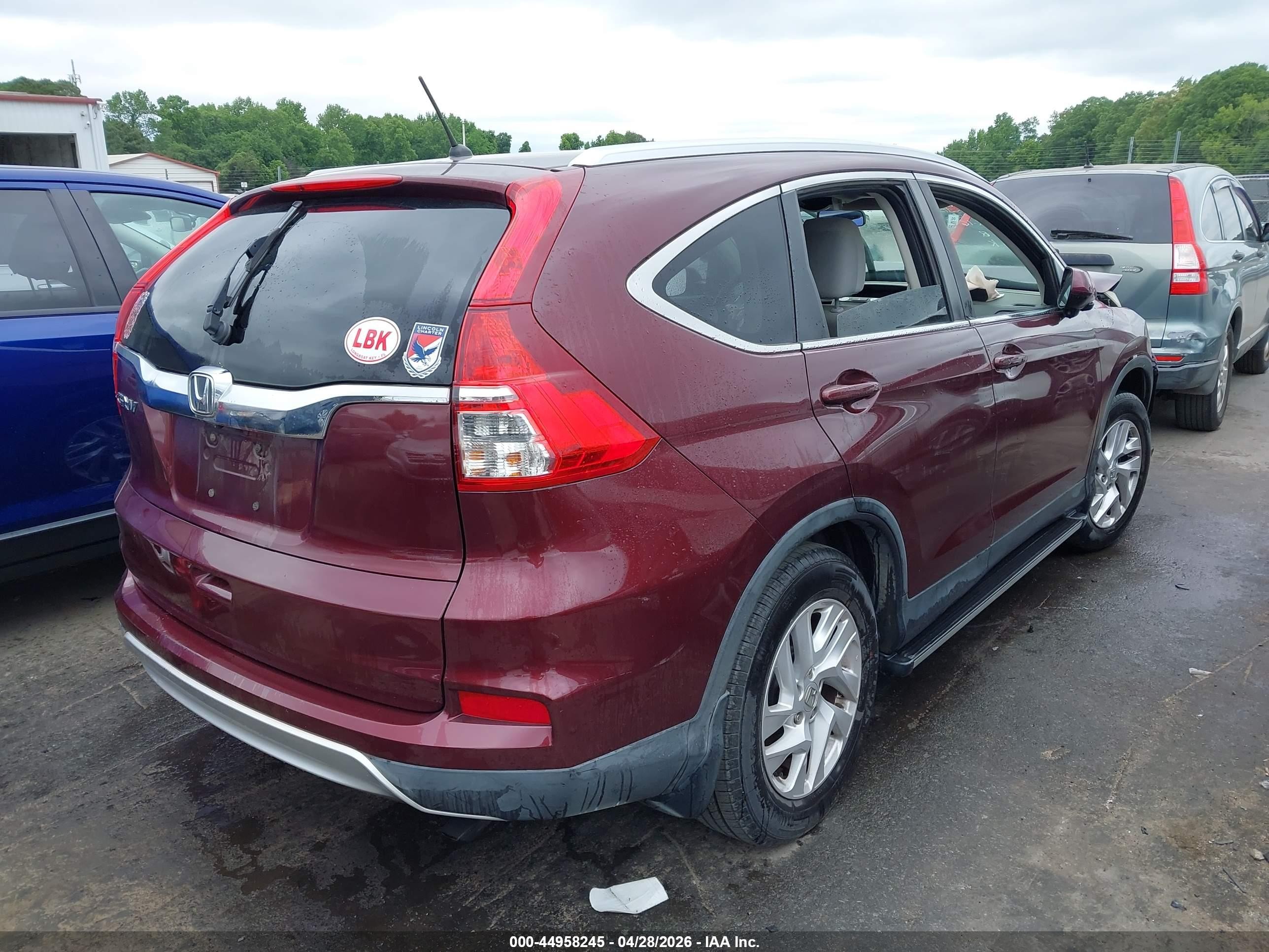 2015 Honda Cr-v Ex Burgundy vin: 2HKRM3H53FH549216