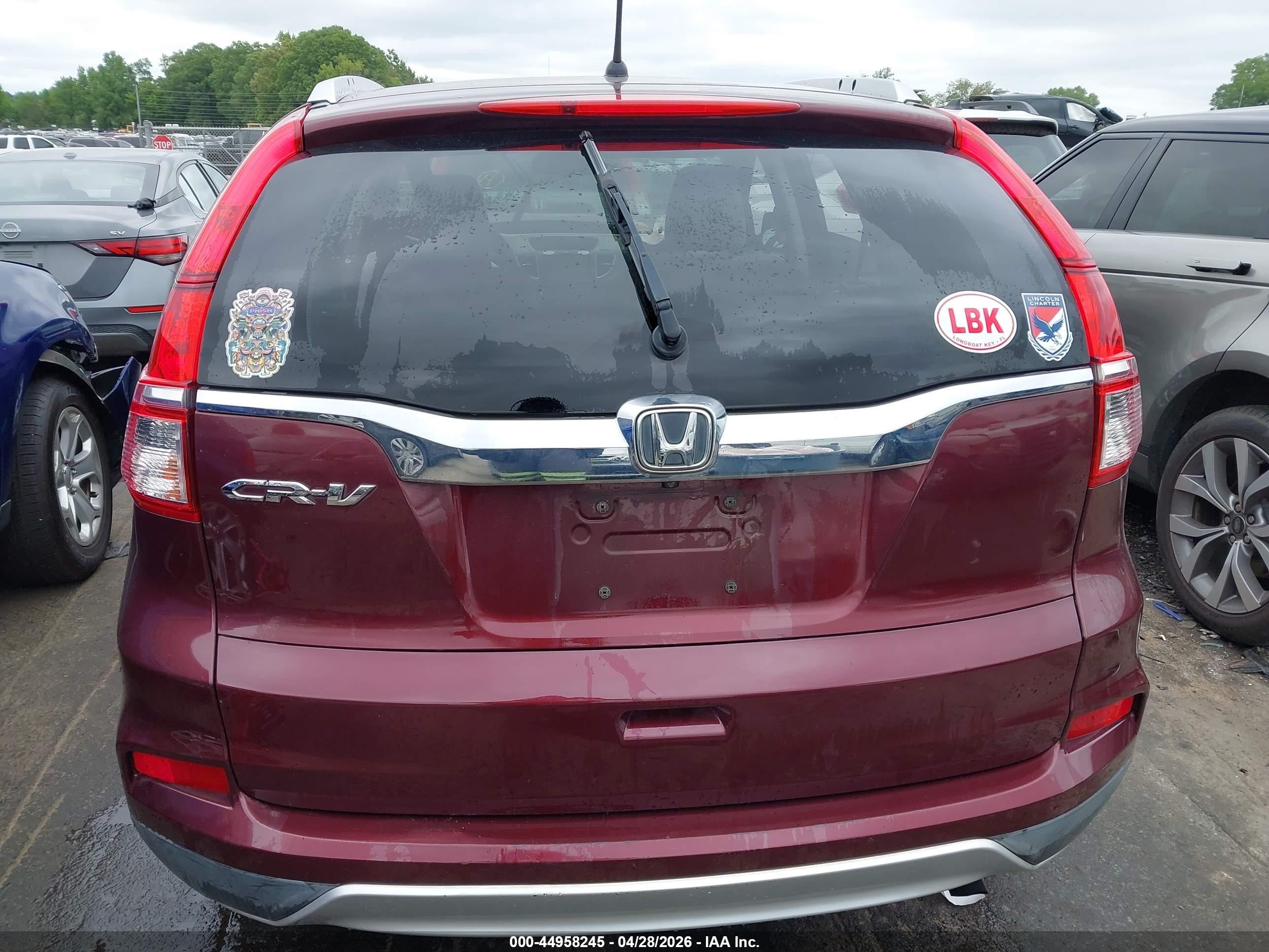 2015 Honda Cr-v Ex Burgundy vin: 2HKRM3H53FH549216