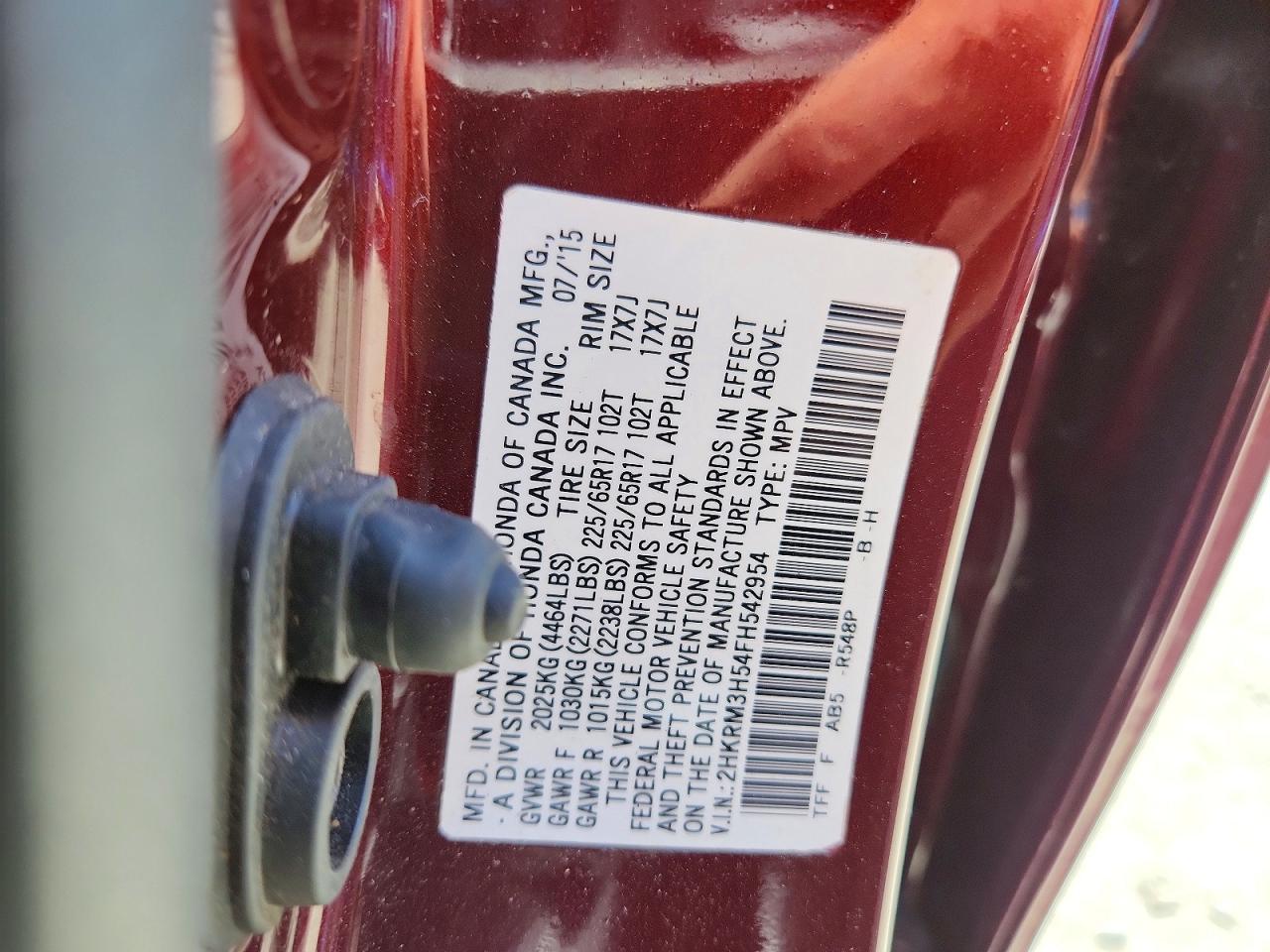 2015 Honda Cr-v Ex Burgundy vin: 2HKRM3H54FH542954