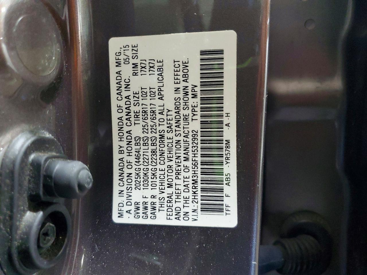 2015 Honda Cr-v Ex Серый vin: 2HKRM3H56FH532992