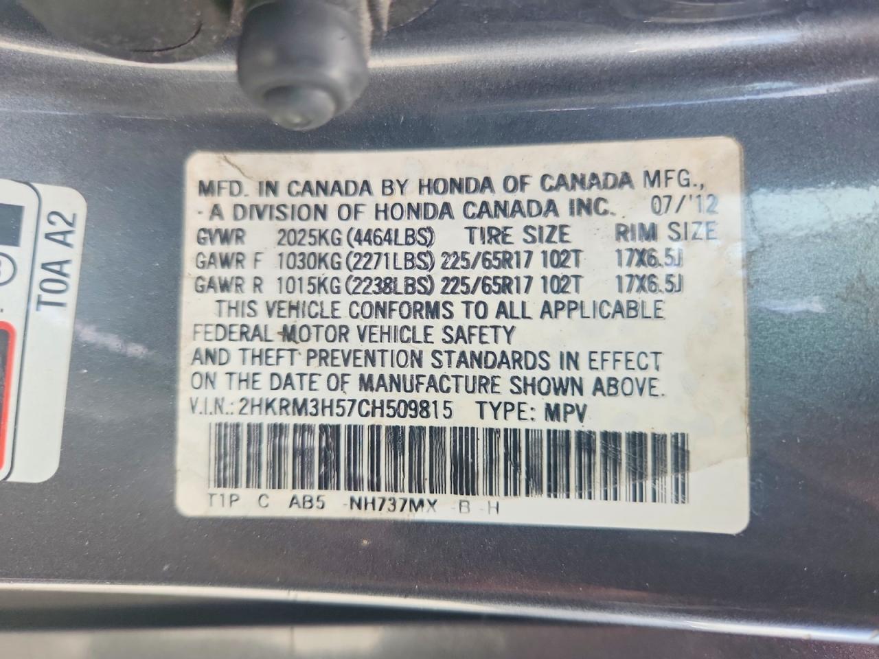 2012 Honda Cr-v Ex Gray vin: 2HKRM3H57CH509815