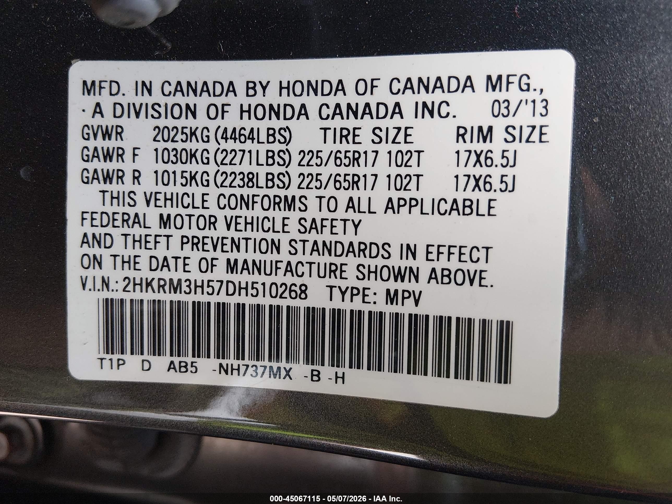 2013 Honda Cr-v Ex Black vin: 2HKRM3H57DH510268