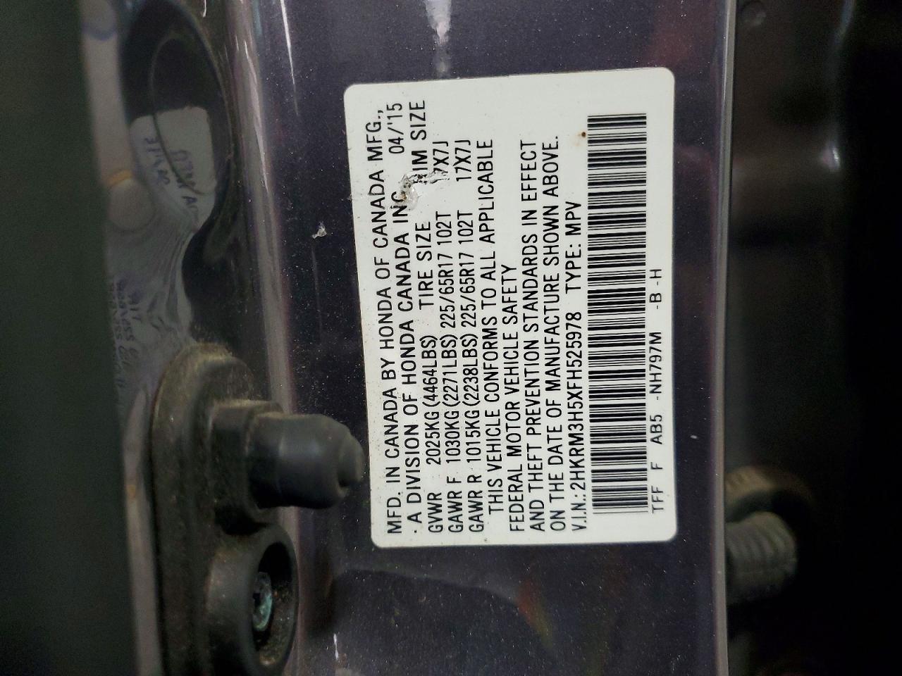 2015 Honda Cr-v Ex Gray vin: 2HKRM3H5XFH525978
