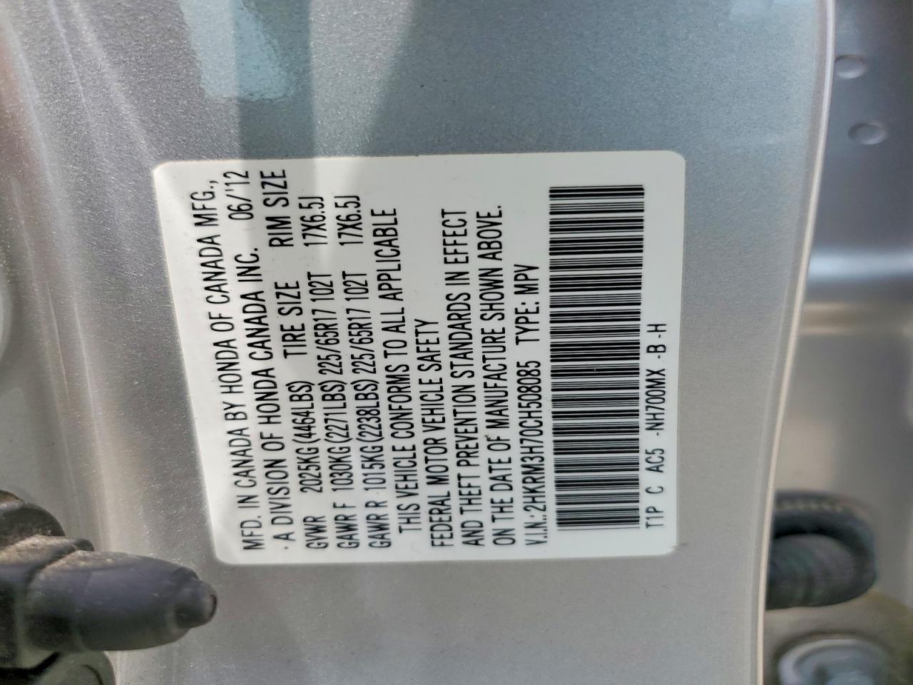 2012 Honda Cr-v Exl Silver vin: 2HKRM3H70CH508085