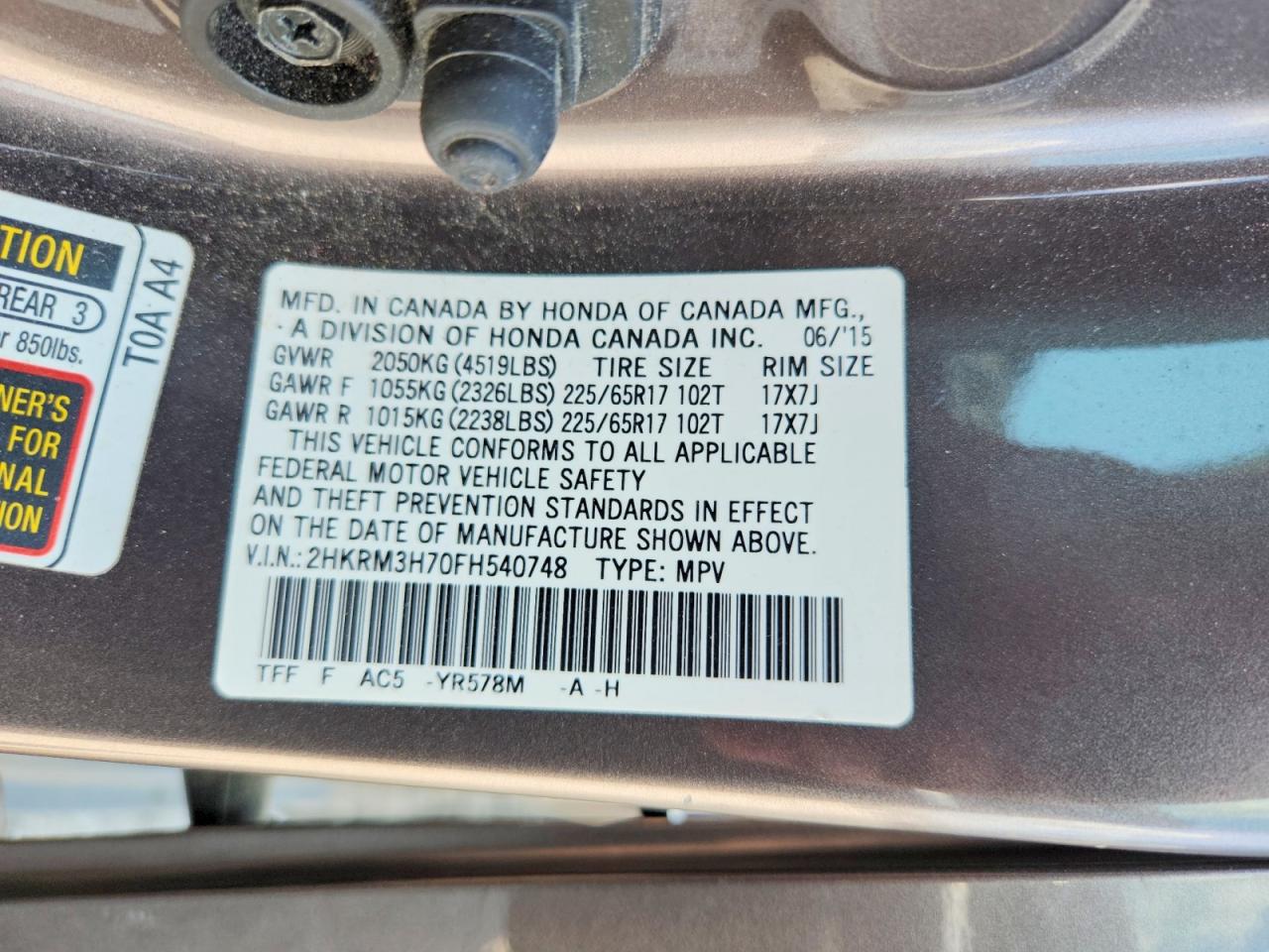 2015 Honda Cr-v Exl Gray vin: 2HKRM3H70FH540748