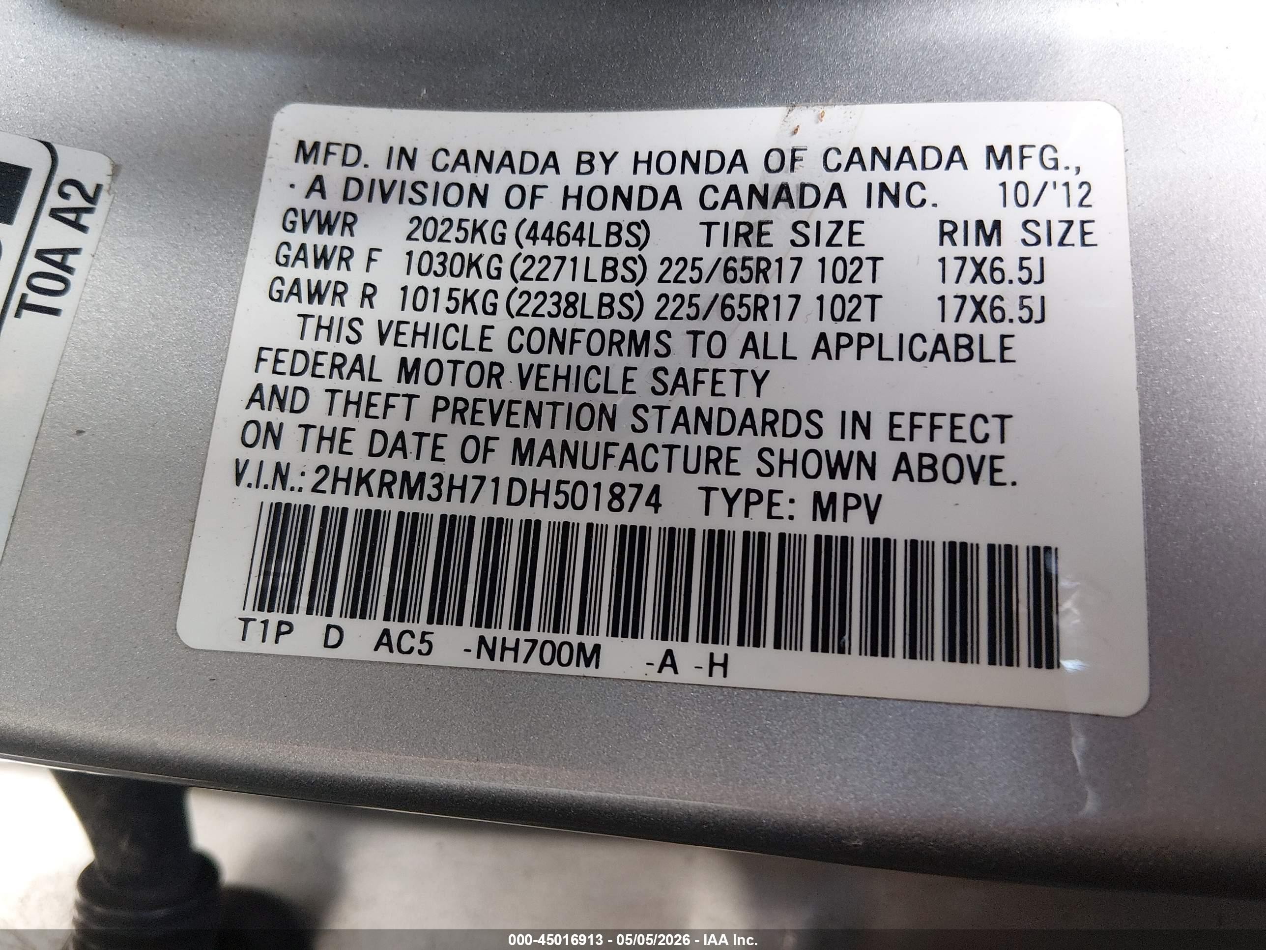 2013 Honda Cr-v Ex-l Silver vin: 2HKRM3H71DH501874