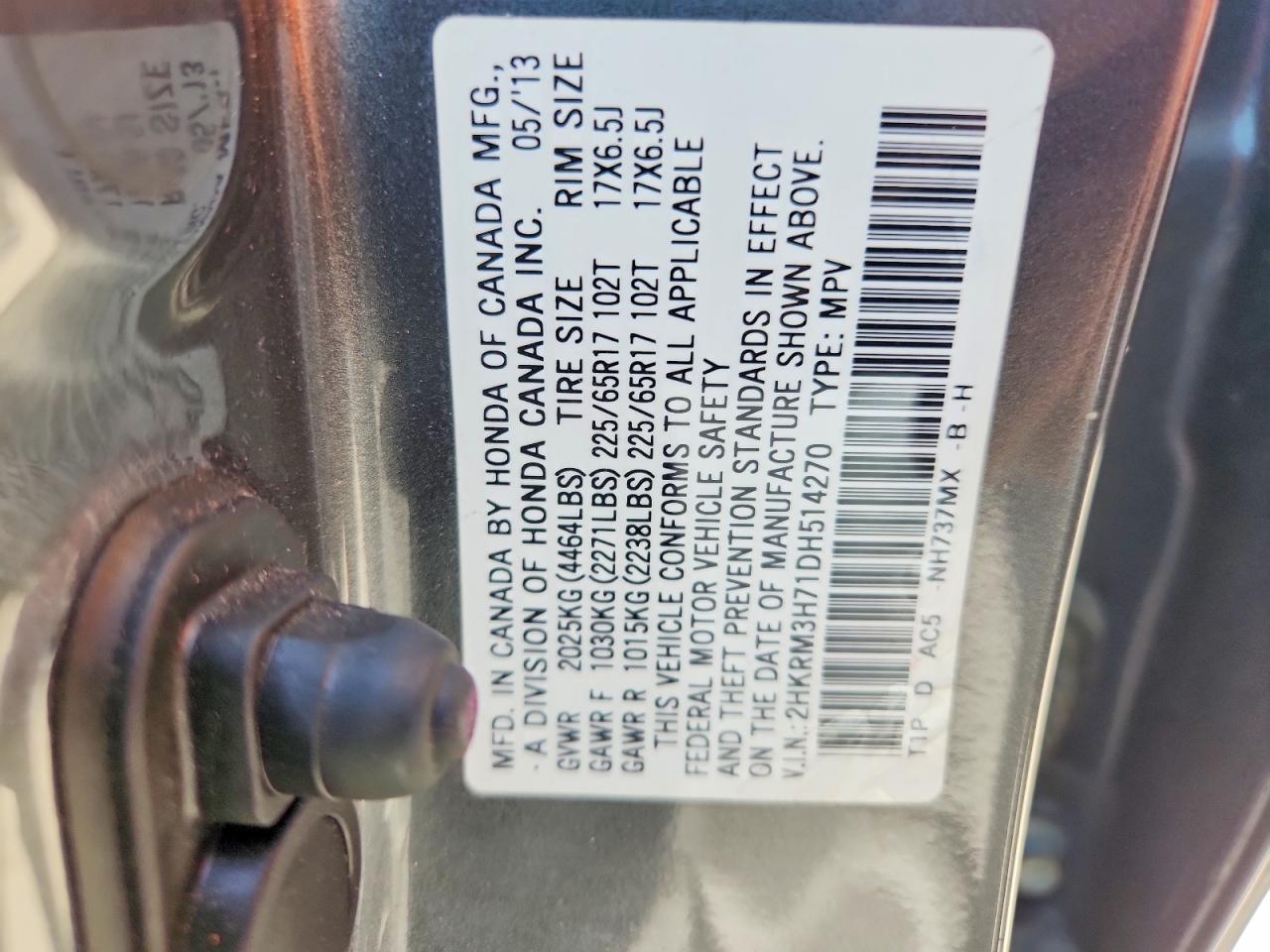 2013 Honda Cr-v Exl Gray vin: 2HKRM3H71DH514270