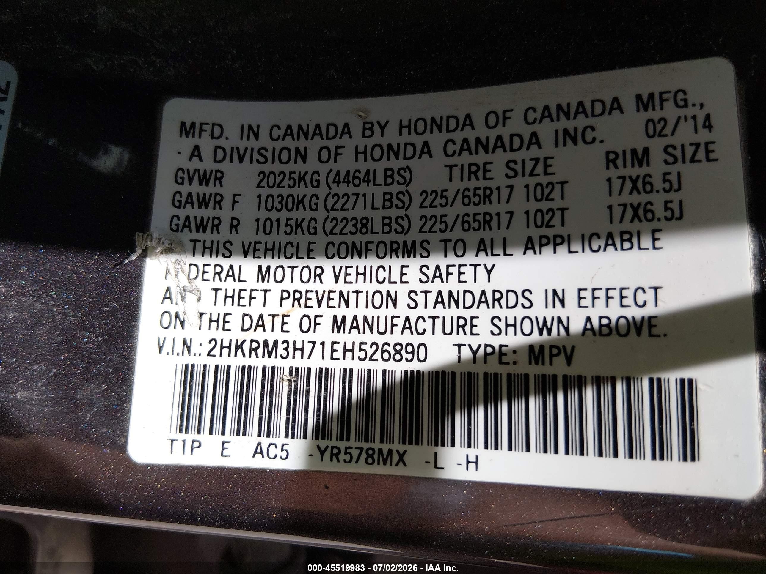 2014 Honda Cr-v Ex-l Brown vin: 2HKRM3H71EH526890