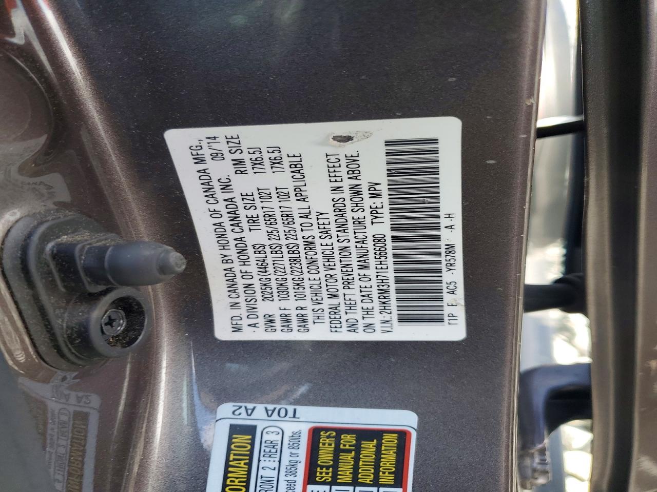 2014 Honda Cr-v Exl Gray vin: 2HKRM3H71EH566080