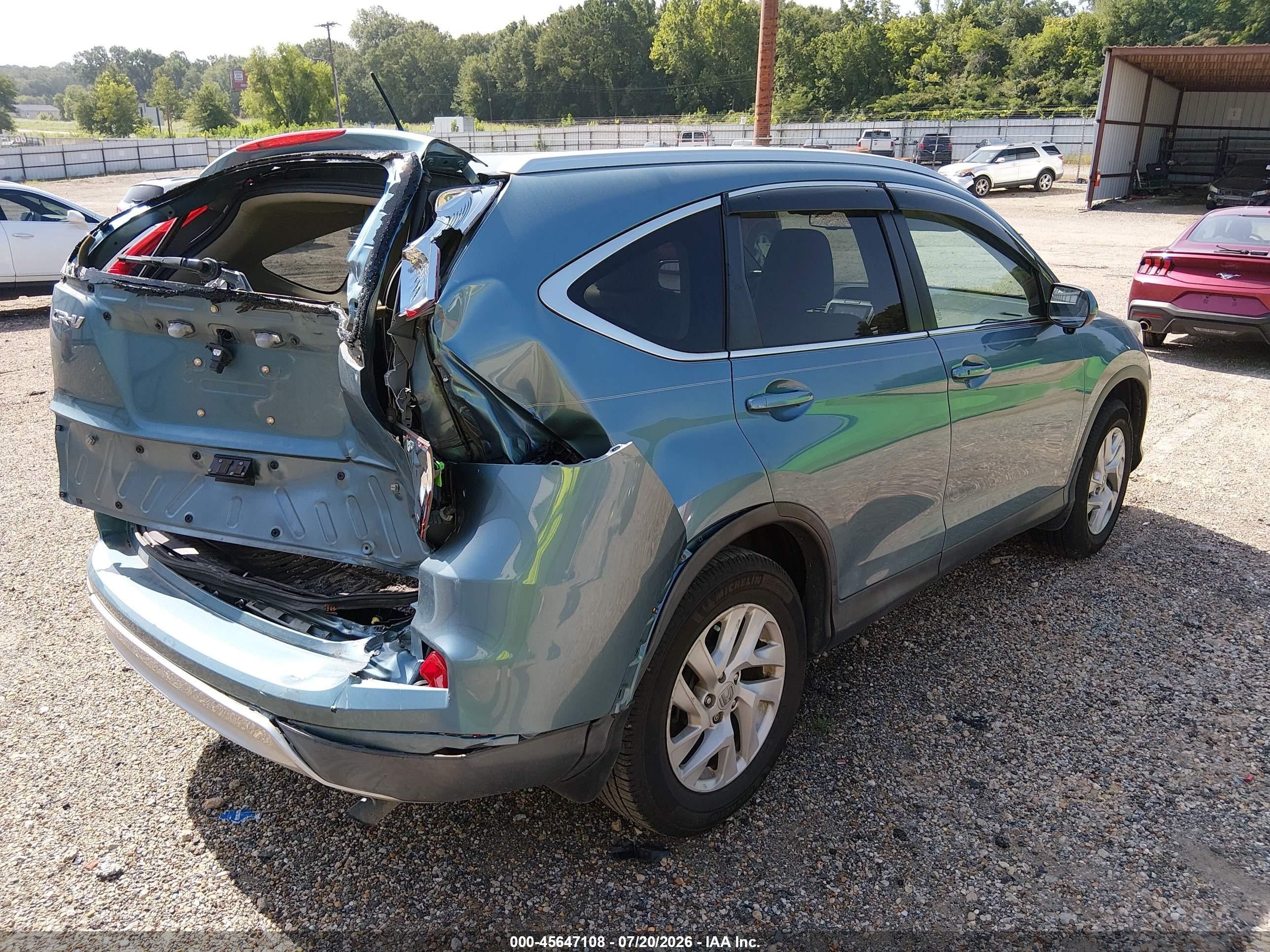 2015 Honda Cr-v Ex-l Teal vin: 2HKRM3H71FH508455