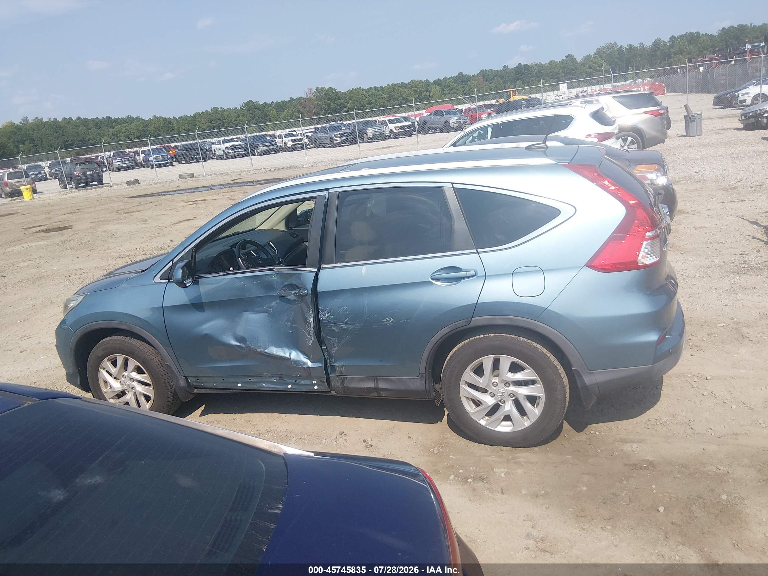 2015 Honda Cr-v Ex-l Light Blue vin: 2HKRM3H71FH540130