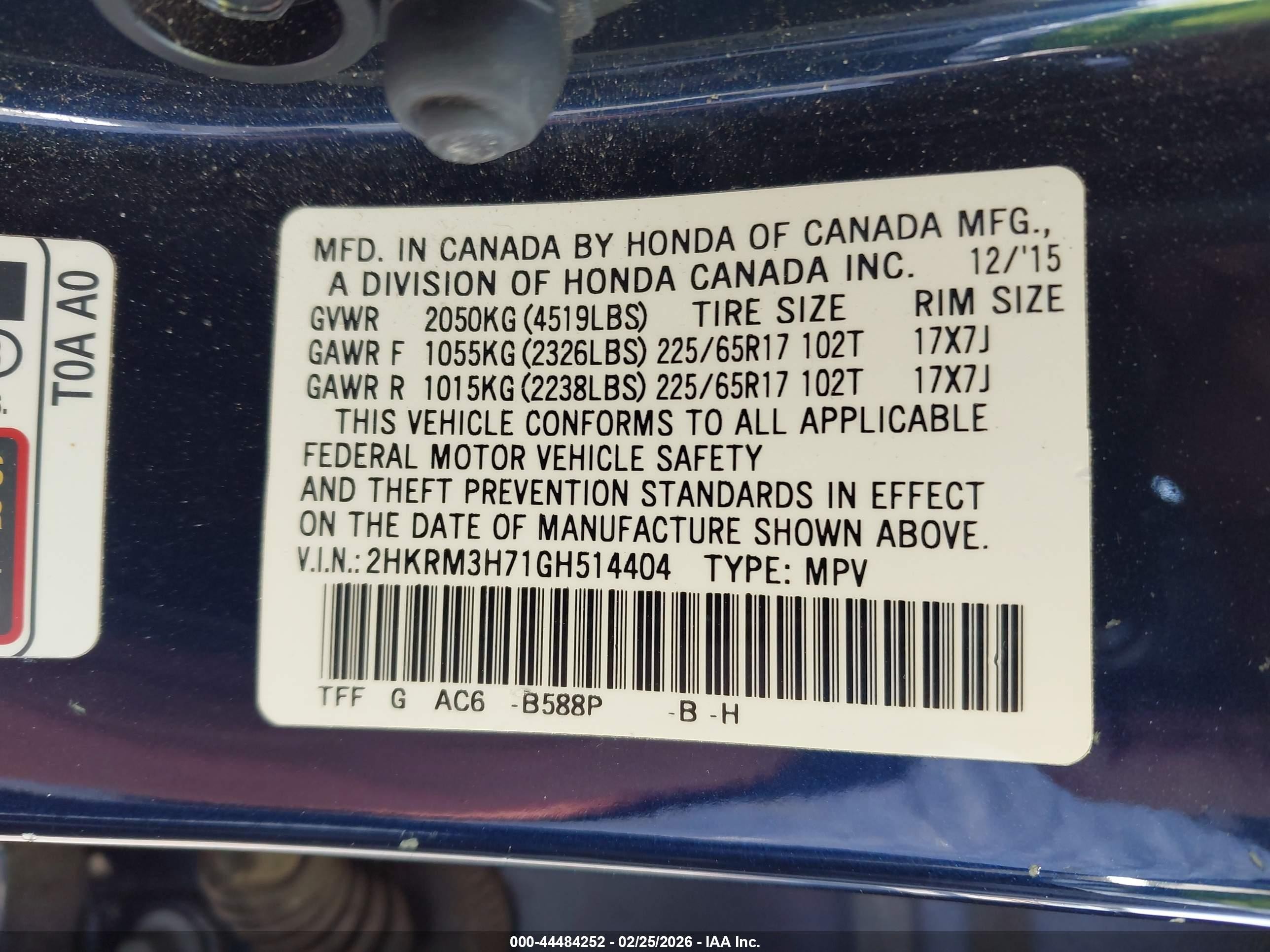 2016 Honda Cr-v Ex-l Blue vin: 2HKRM3H71GH514404