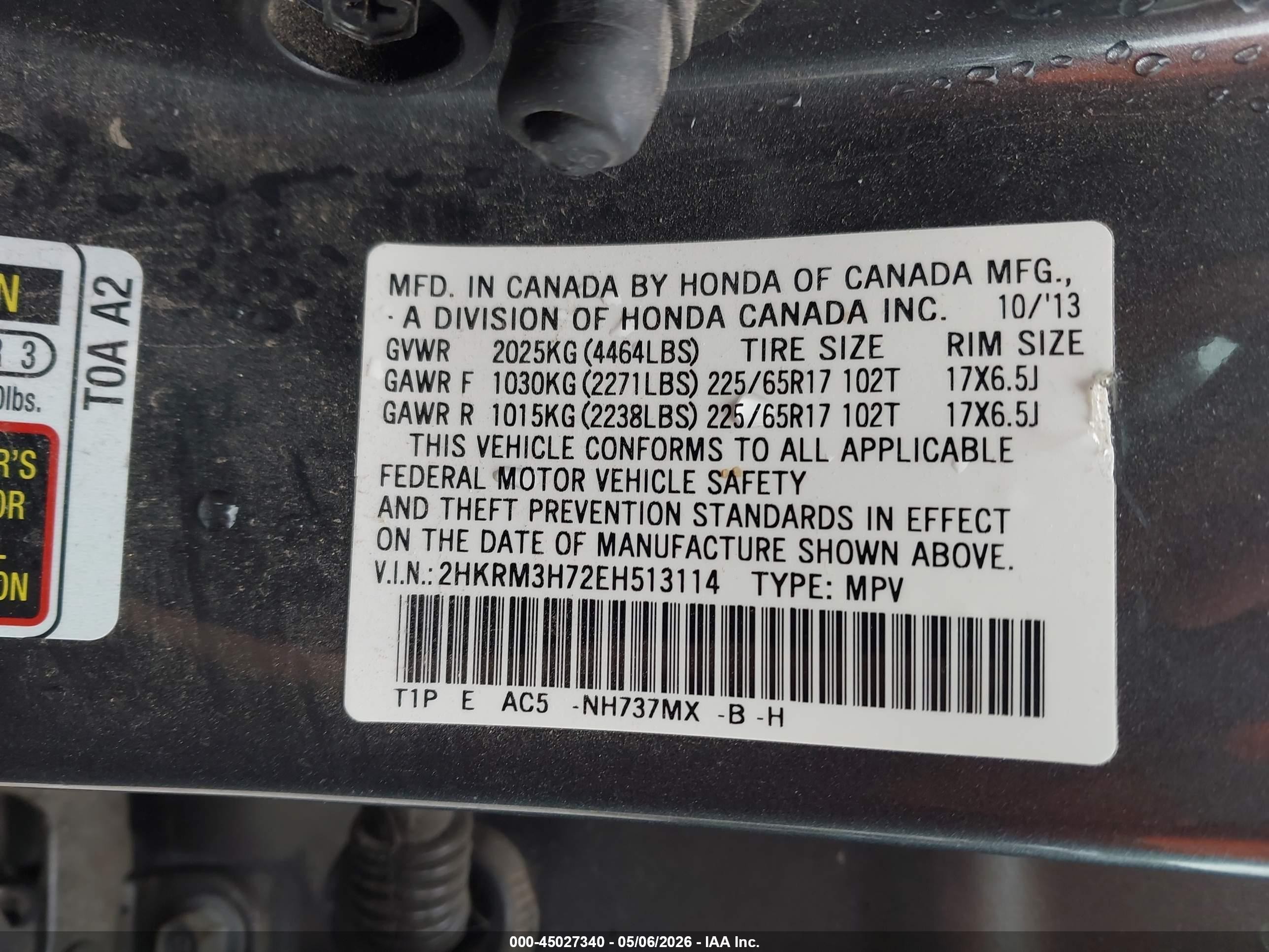 2014 Honda Cr-v Ex-l Gray vin: 2HKRM3H72EH513114