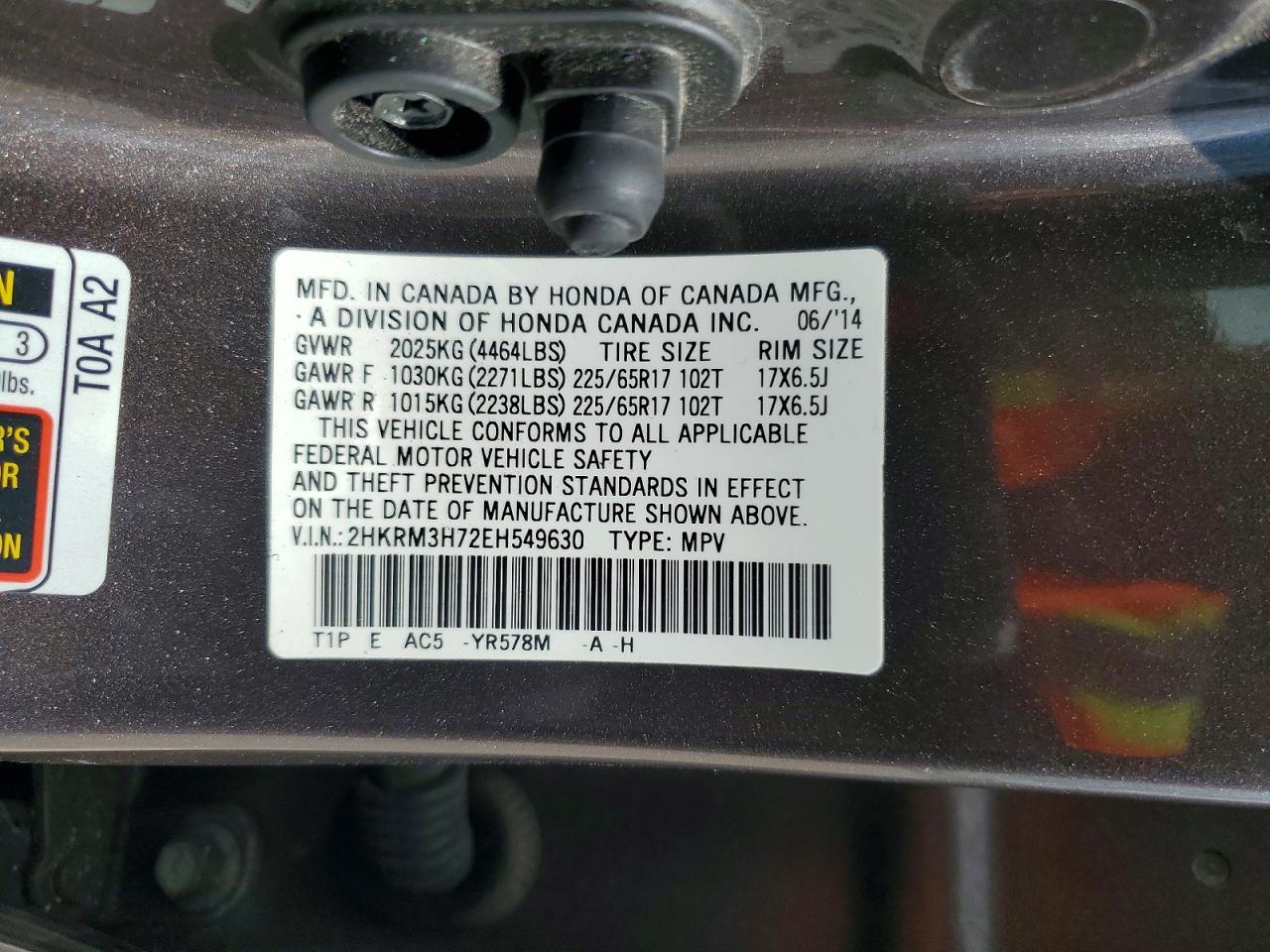 2014 Honda Cr-v Exl Gray vin: 2HKRM3H72EH549630