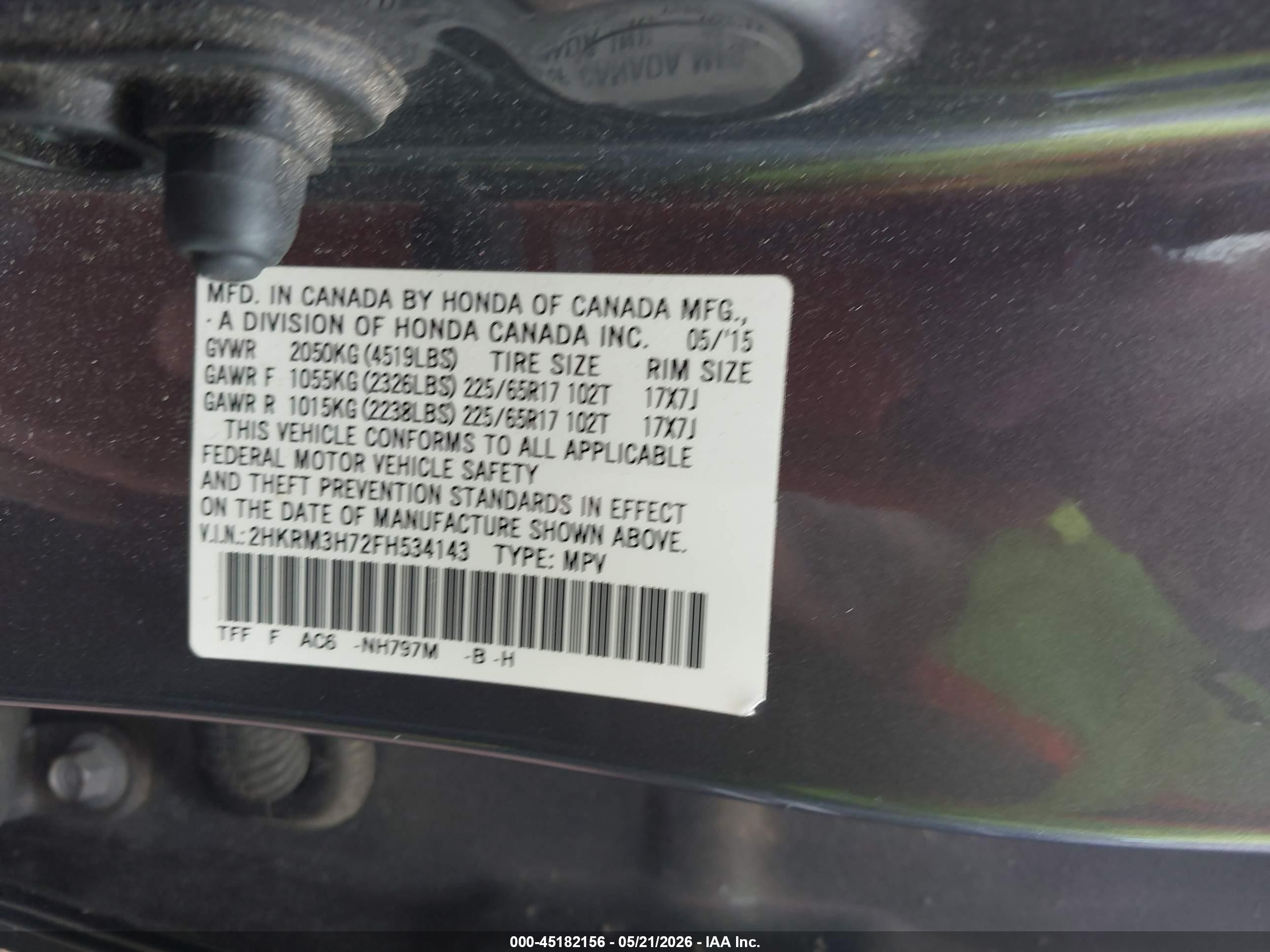 2015 Honda Cr-v Ex-l Серый vin: 2HKRM3H72FH534143
