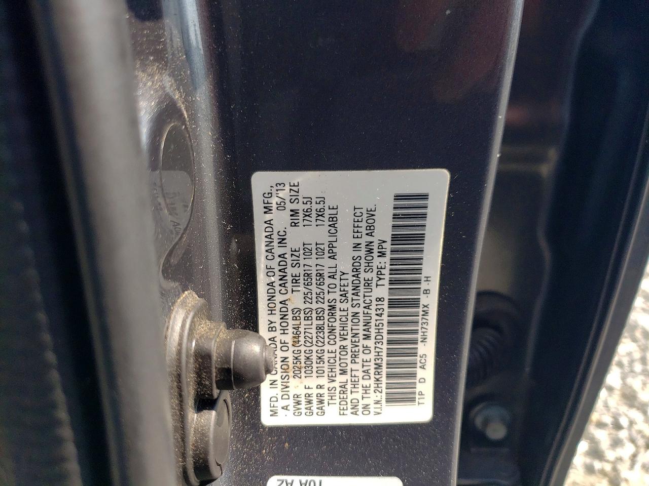 2013 Honda Cr-v Exl Gray vin: 2HKRM3H73DH514318