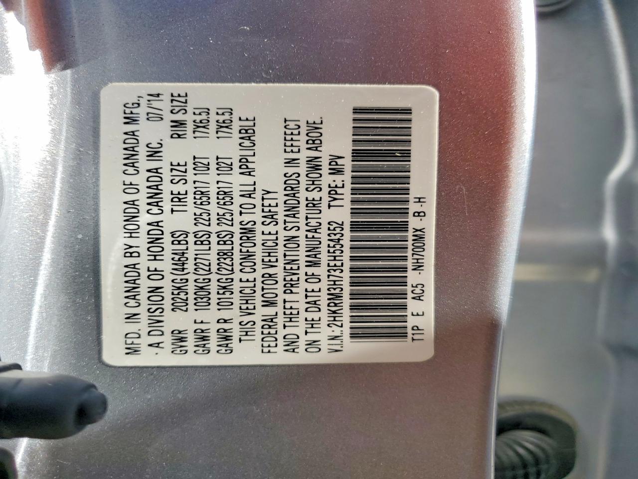 2014 Honda Cr-v Exl Silver vin: 2HKRM3H73EH554352