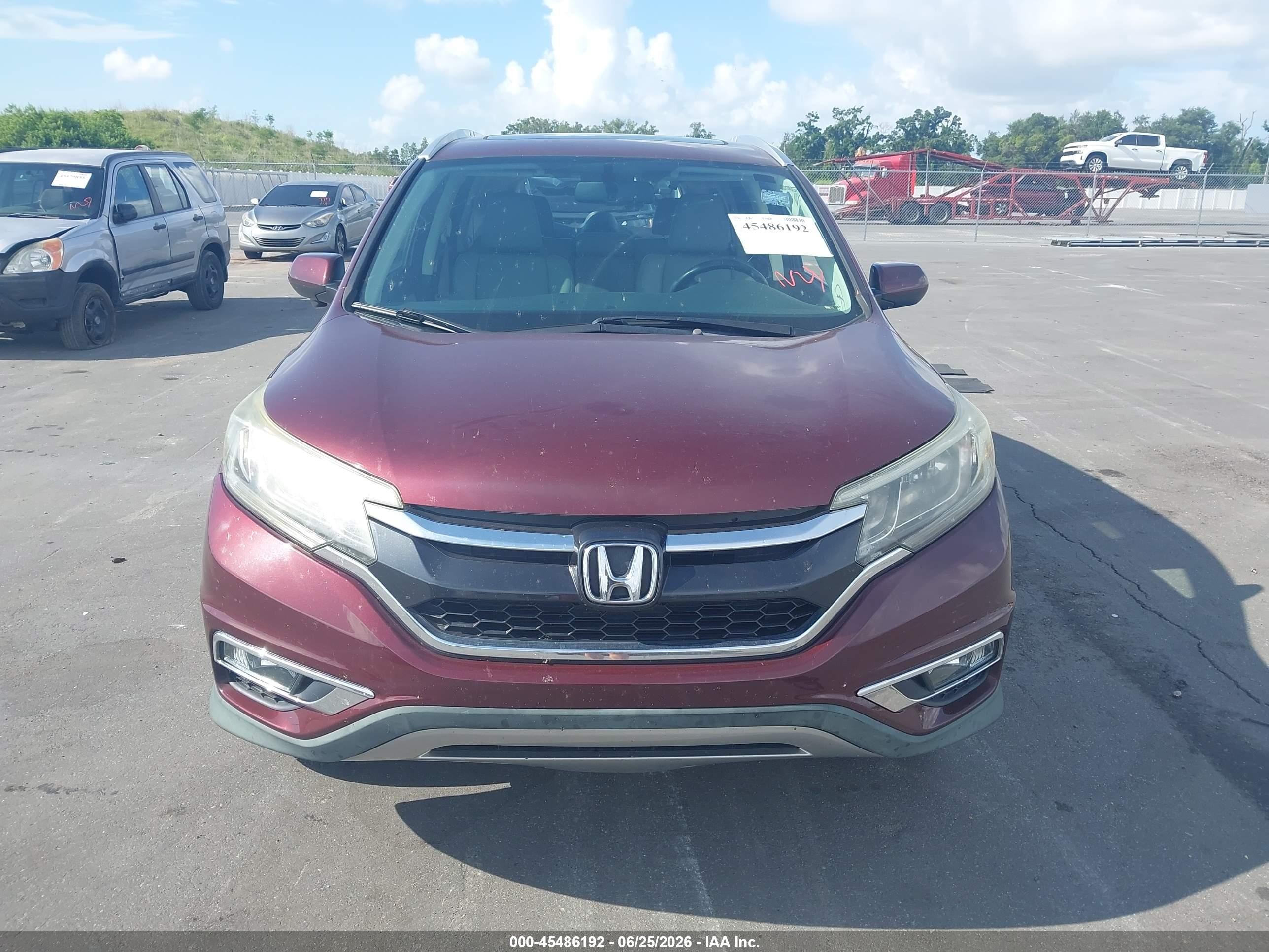 2015 Honda Cr-v Ex-l Burgundy vin: 2HKRM3H73FH542154