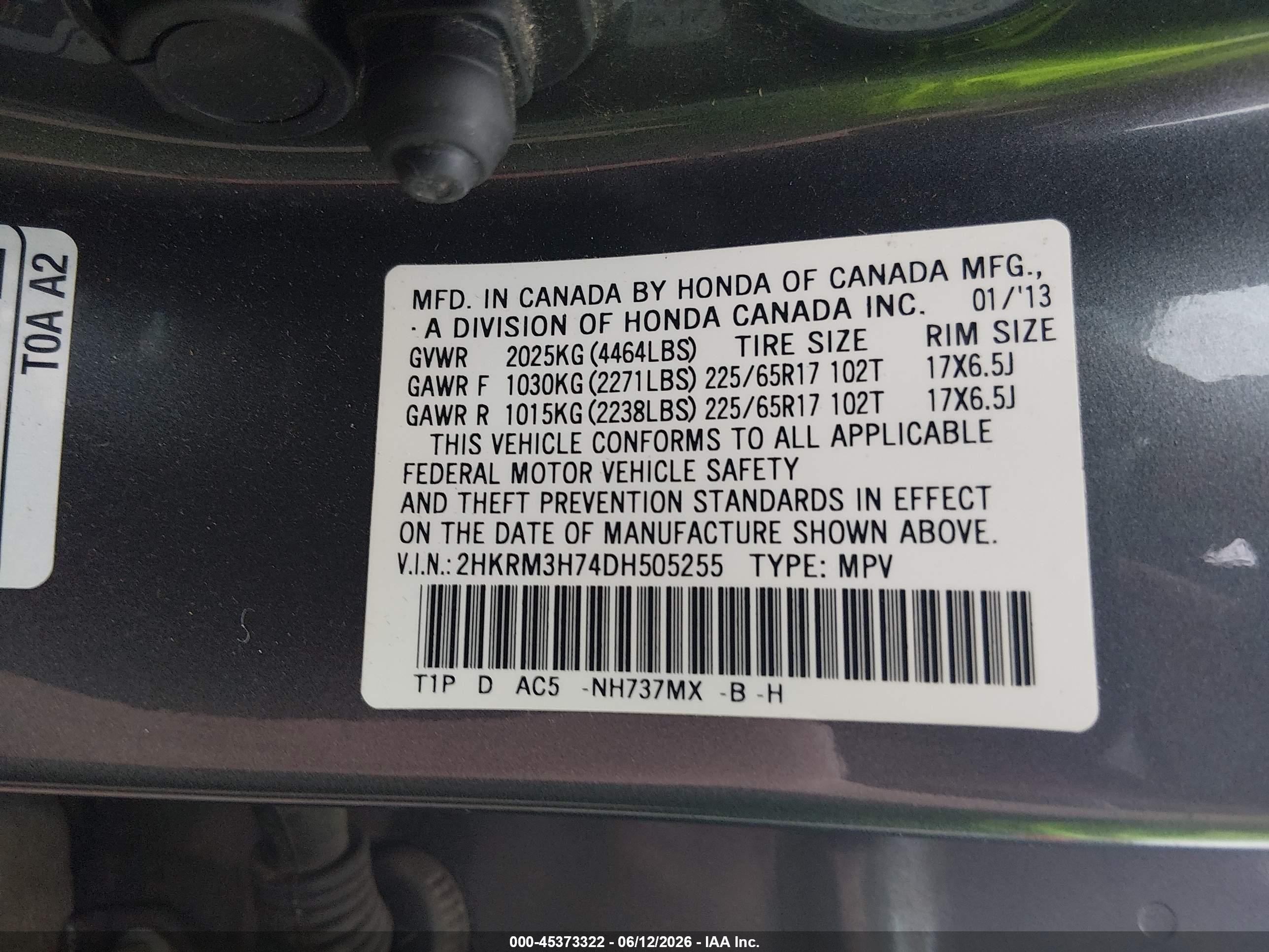 2013 Honda Cr-v Ex-l Gray vin: 2HKRM3H74DH505255