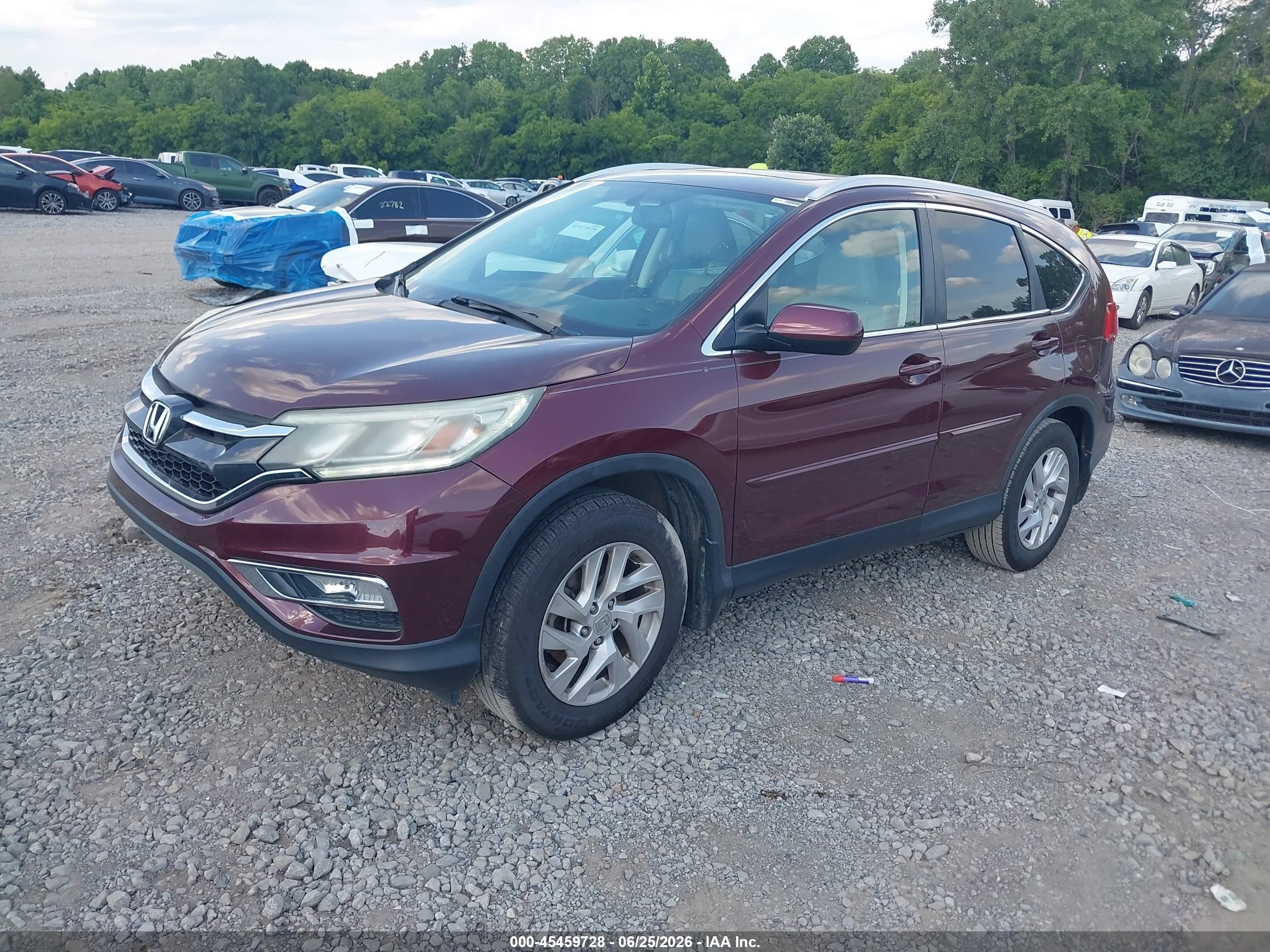 2015 Honda Cr-v Ex-l Burgundy vin: 2HKRM3H74FH501953