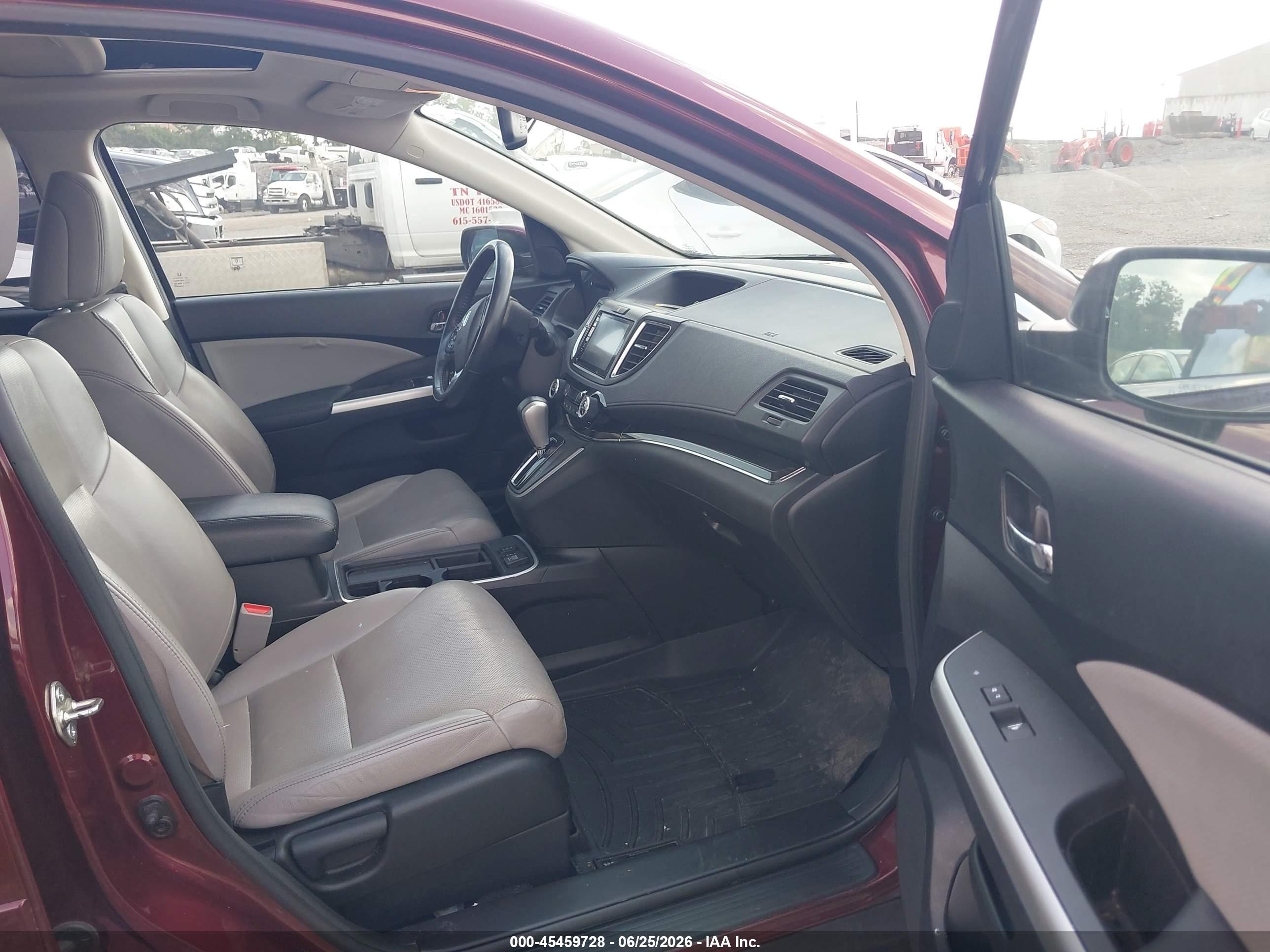 2015 Honda Cr-v Ex-l Burgundy vin: 2HKRM3H74FH501953