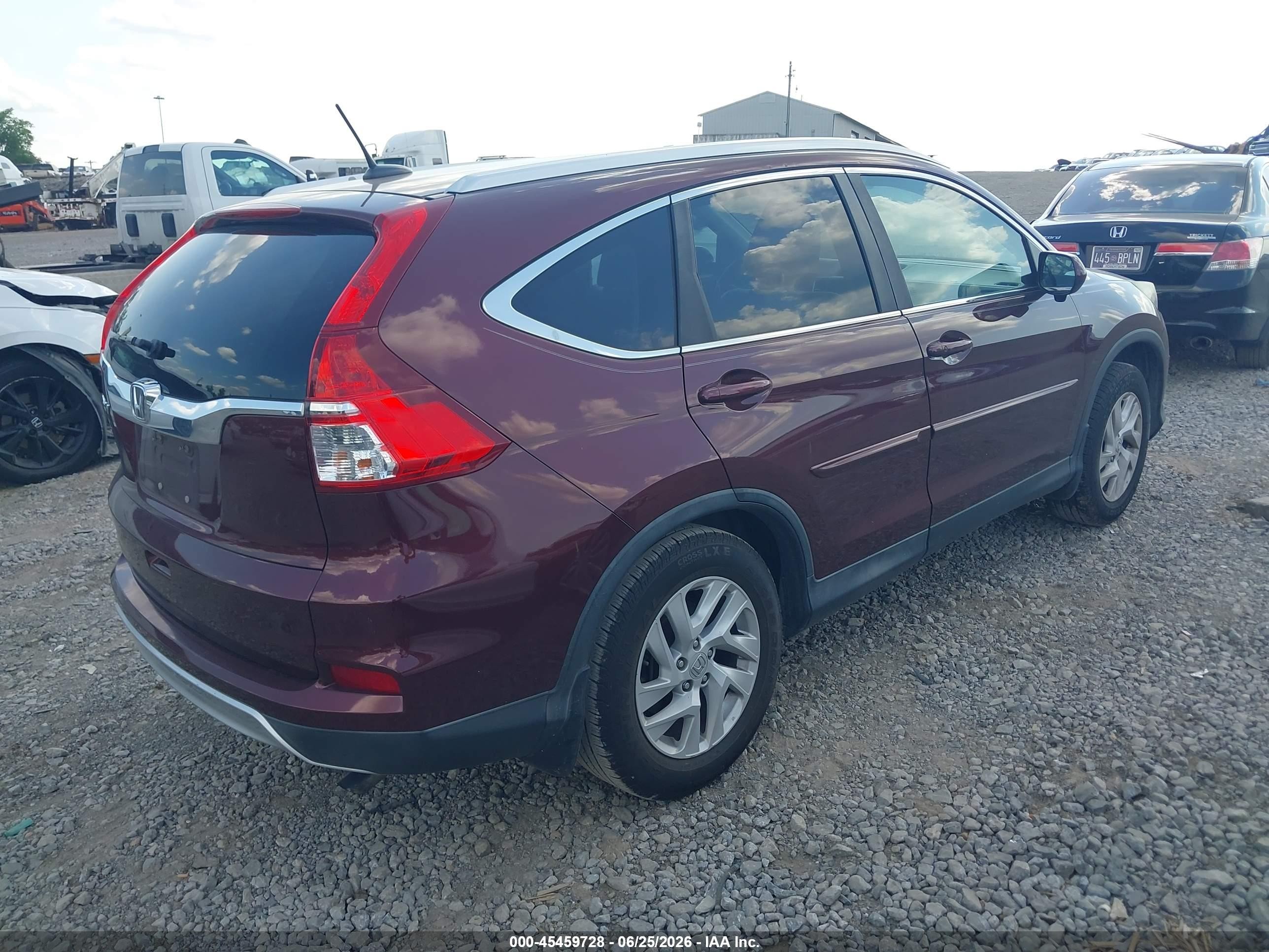 2015 Honda Cr-v Ex-l Burgundy vin: 2HKRM3H74FH501953