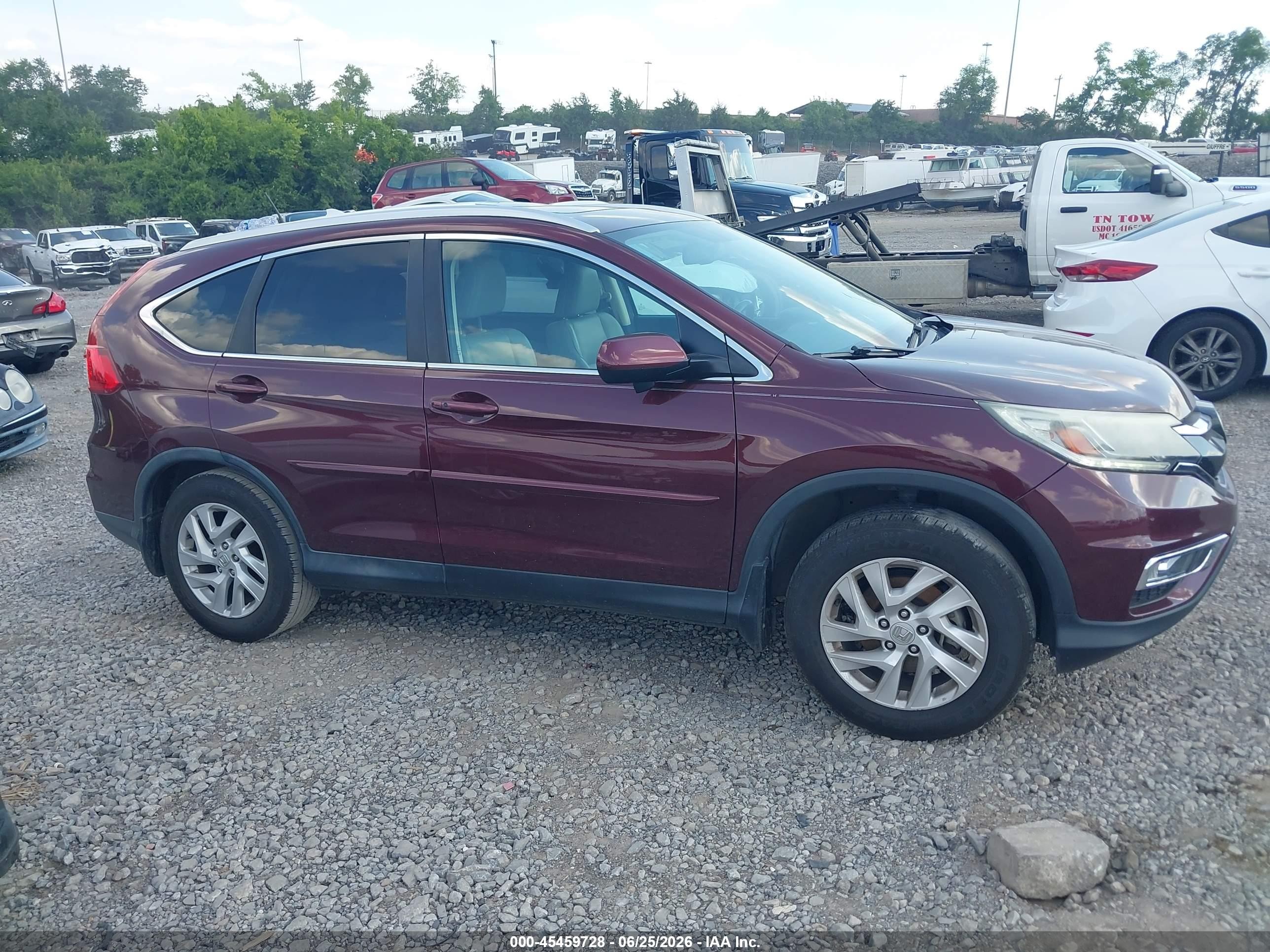 2015 Honda Cr-v Ex-l Burgundy vin: 2HKRM3H74FH501953