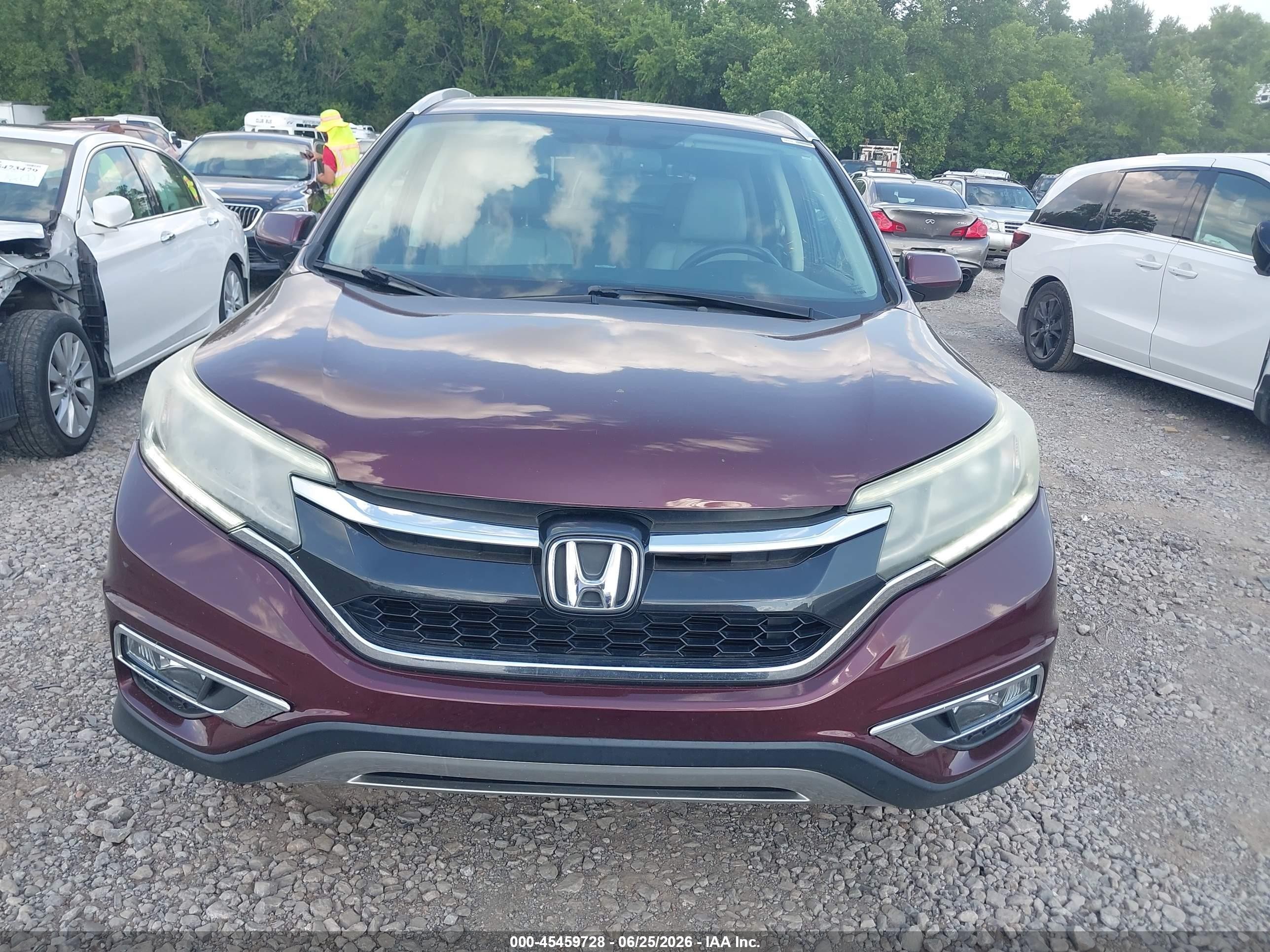 2015 Honda Cr-v Ex-l Burgundy vin: 2HKRM3H74FH501953
