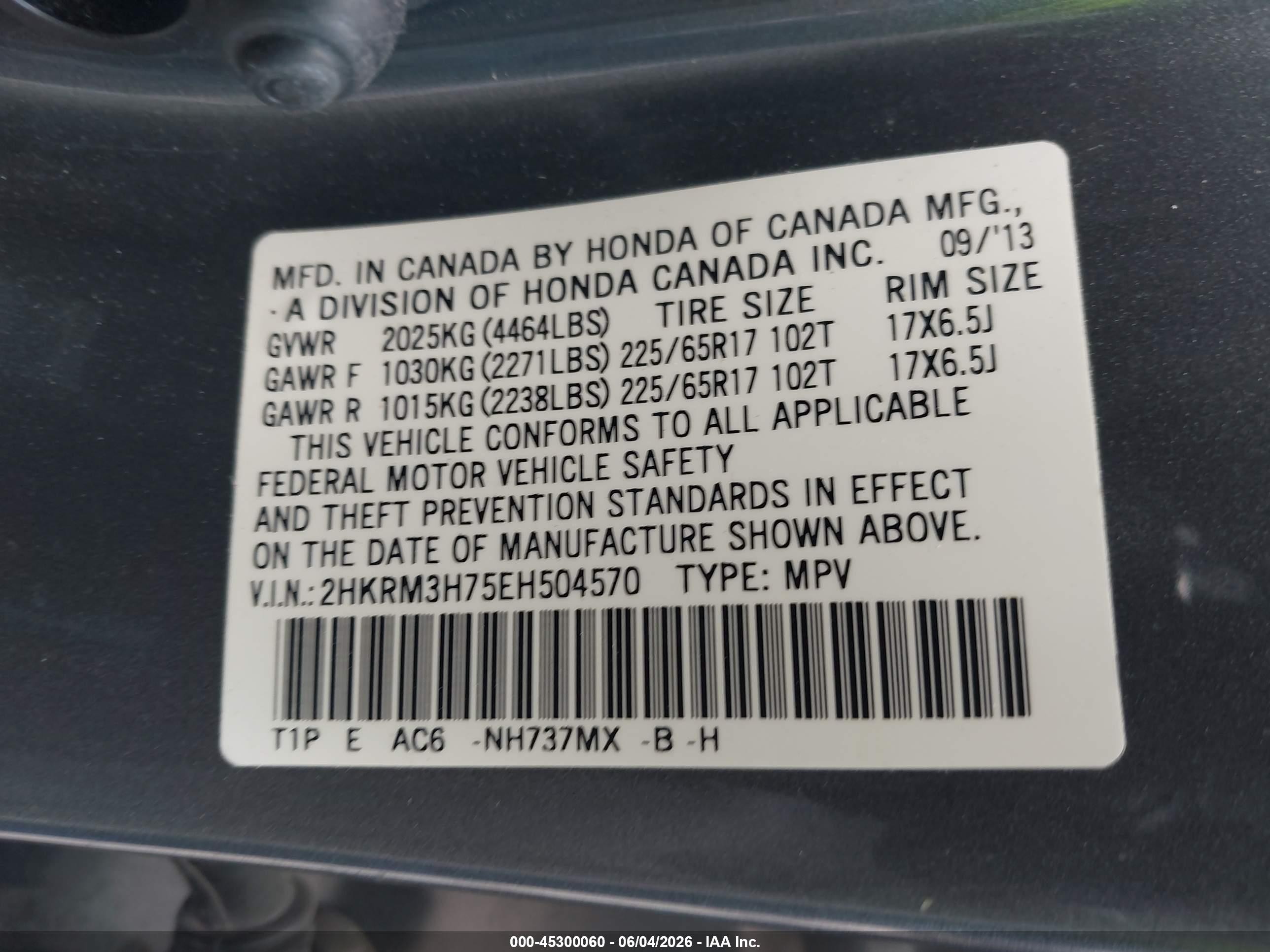 2014 Honda Cr-v Ex-l Gray vin: 2HKRM3H75EH504570