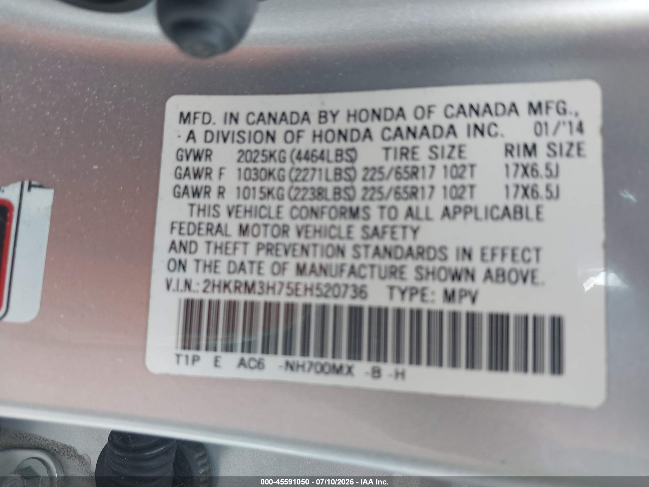 2014 Honda Cr-v Ex-l Silver vin: 2HKRM3H75EH520736