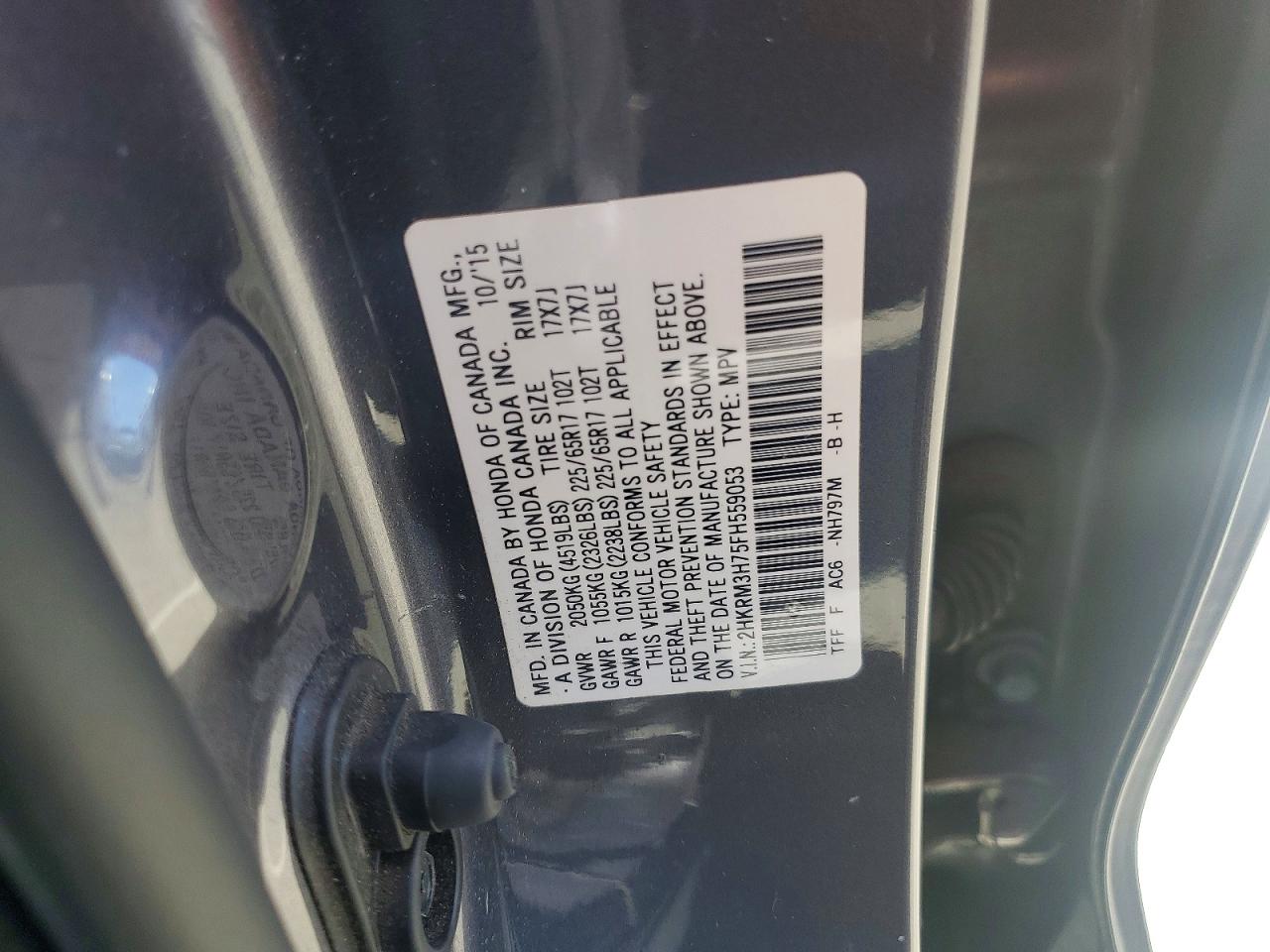 2015 Honda Cr-v Exl Gray vin: 2HKRM3H75FH559053