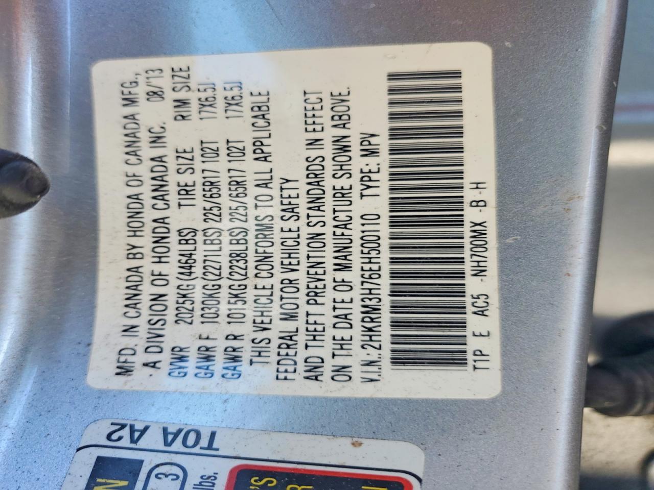 2014 Honda Cr-v Exl Silver vin: 2HKRM3H76EH500110