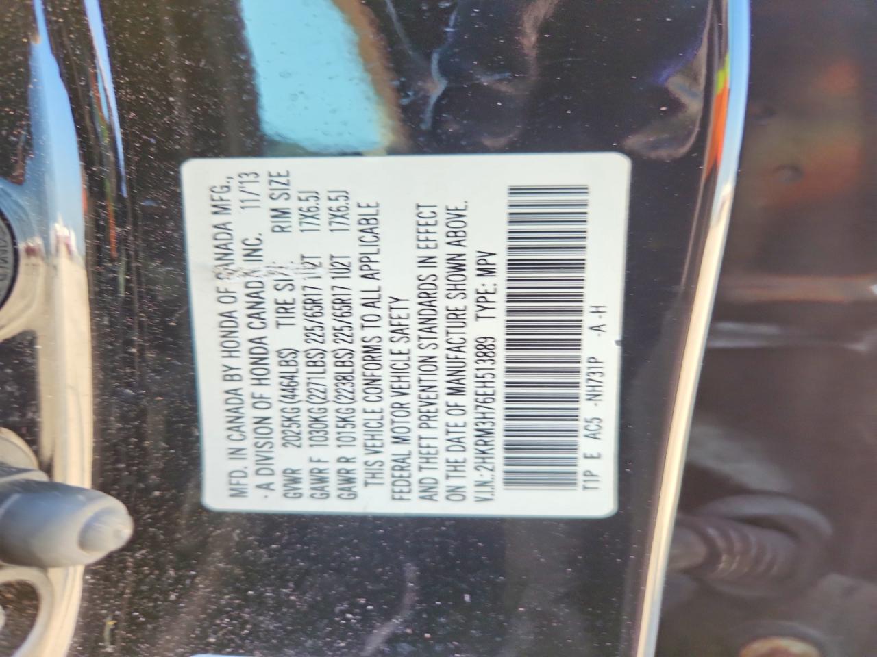 2014 Honda Cr-v Exl Black vin: 2HKRM3H76EH513889