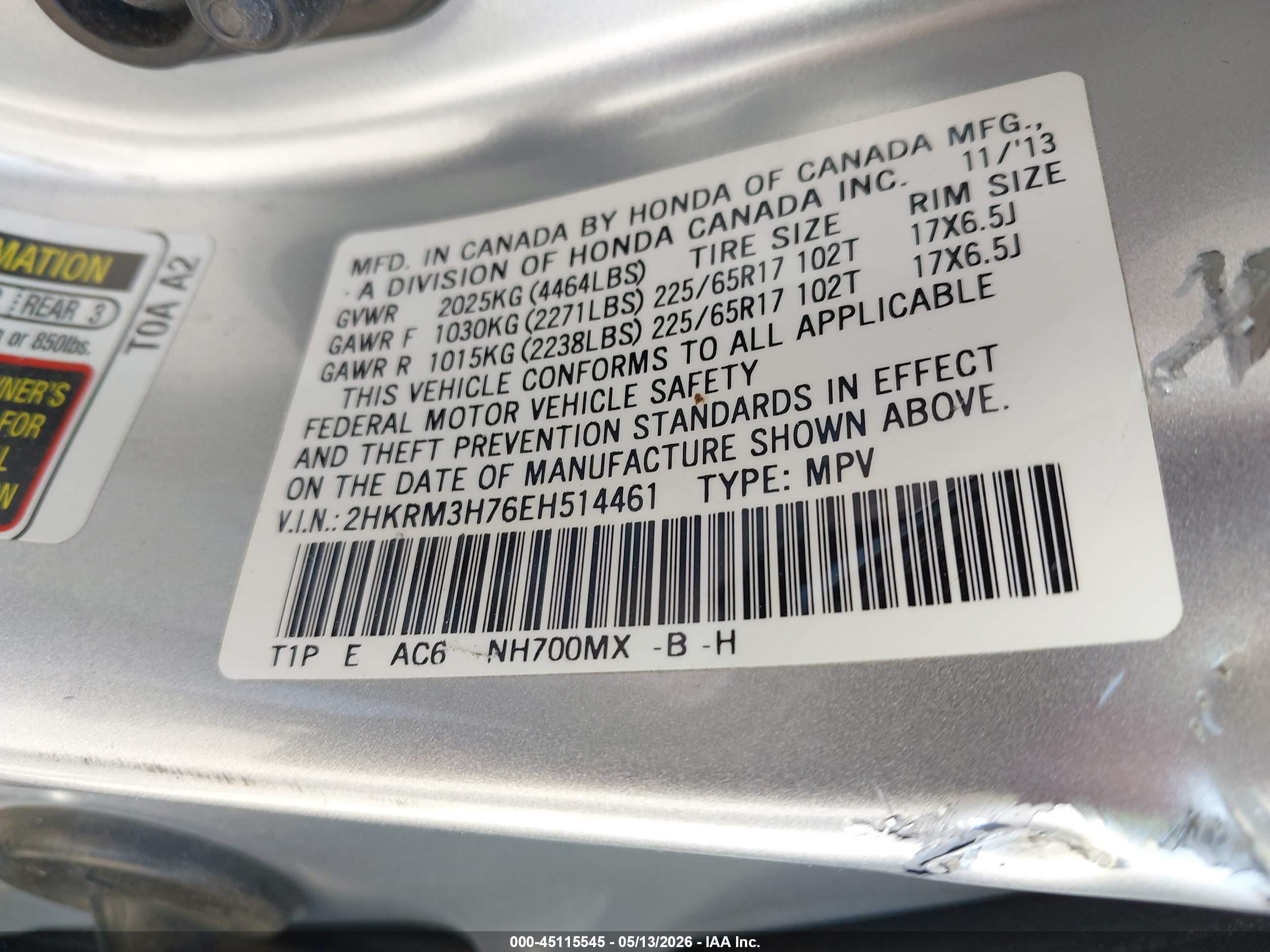 2014 Honda Cr-v Ex-l Silver vin: 2HKRM3H76EH514461