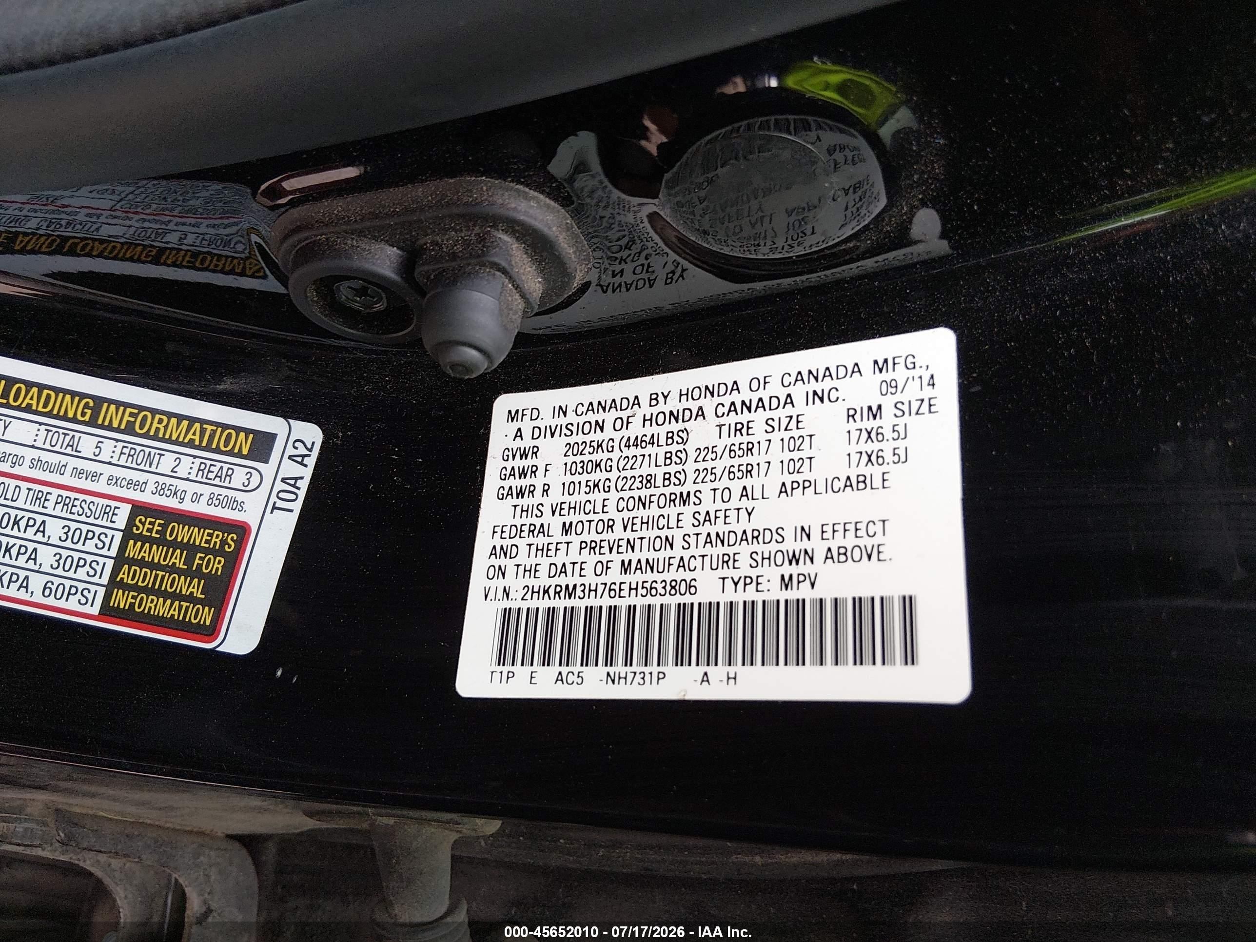 2014 Honda Cr-v Ex-l Black vin: 2HKRM3H76EH563806