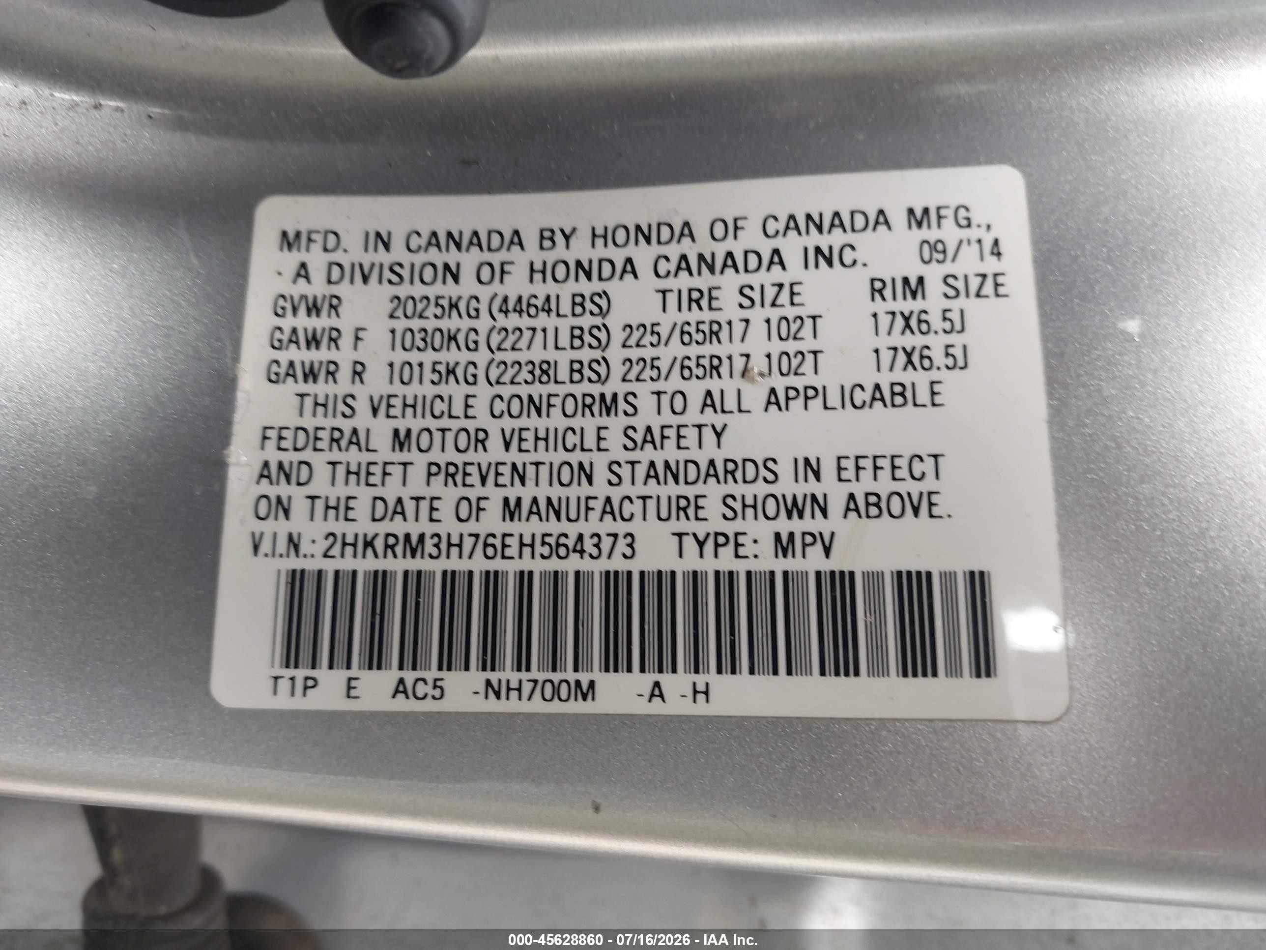 2014 Honda Cr-v Ex-l Silver vin: 2HKRM3H76EH564373