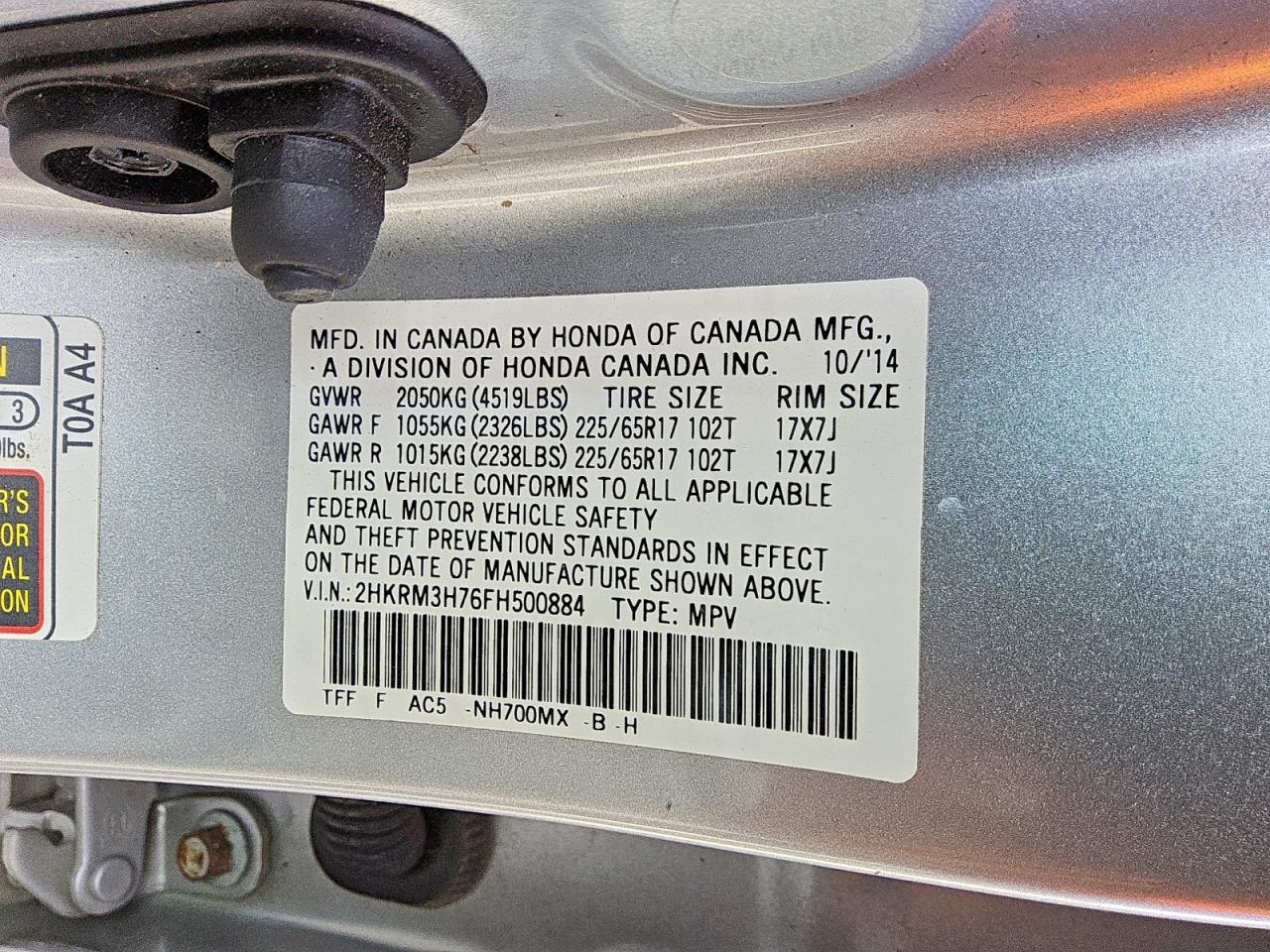 2015 Honda Cr-v Exl Silver vin: 2HKRM3H76FH500884